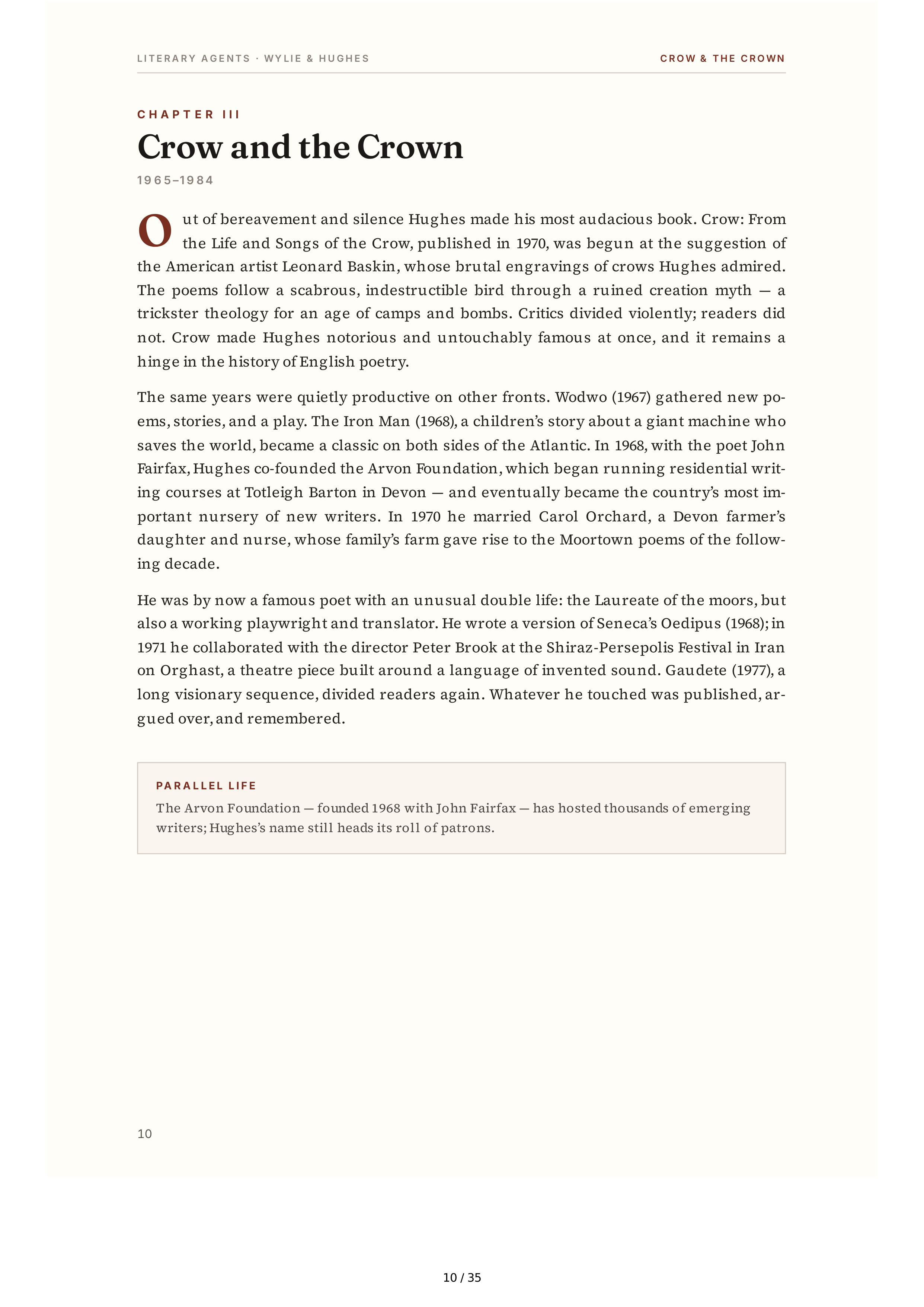 Literary Agents Andrew Wylie Ted Hughes The Unauthorised Life Biography — page 10
