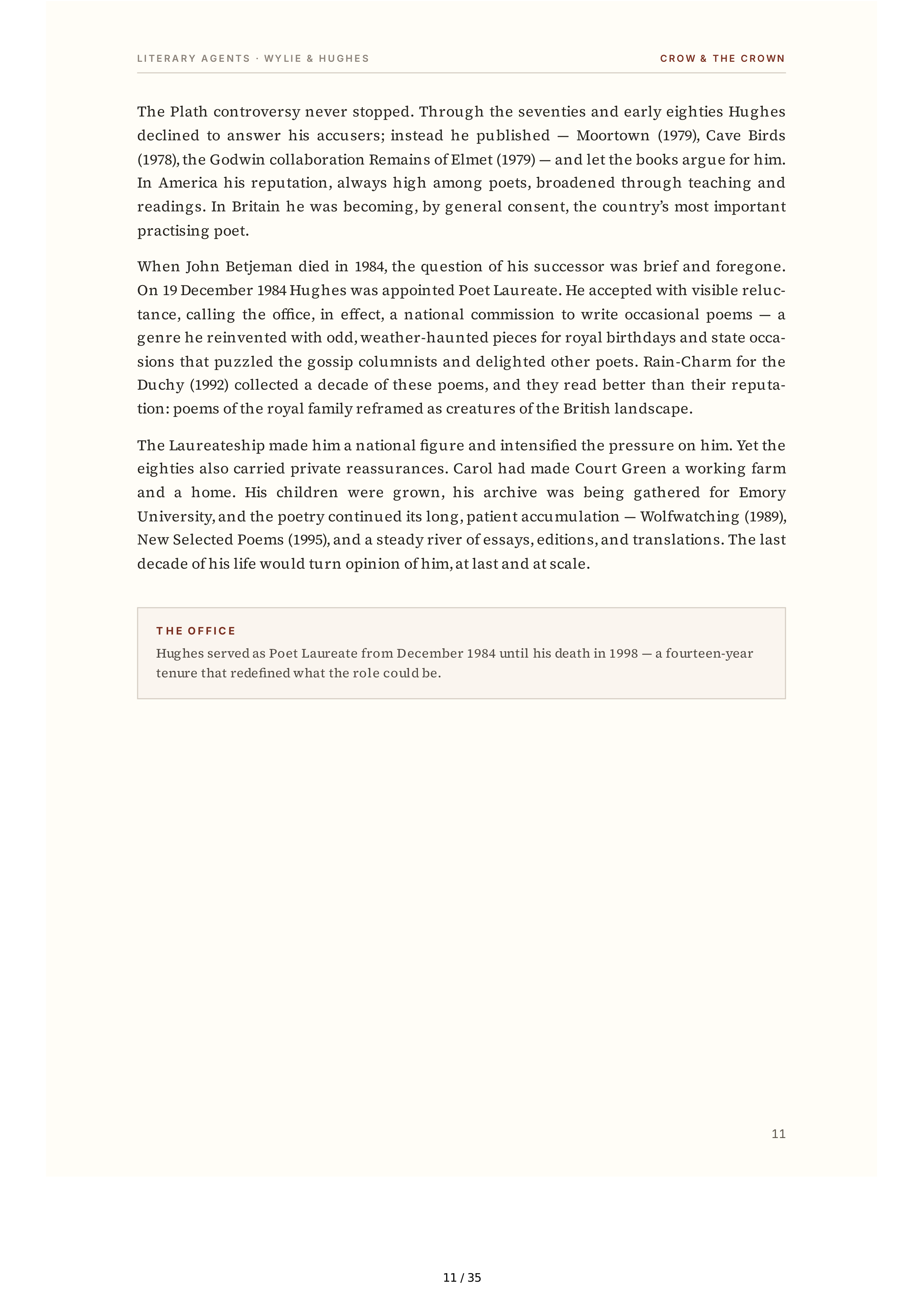 Literary Agents Andrew Wylie Ted Hughes The Unauthorised Life Biography — page 11