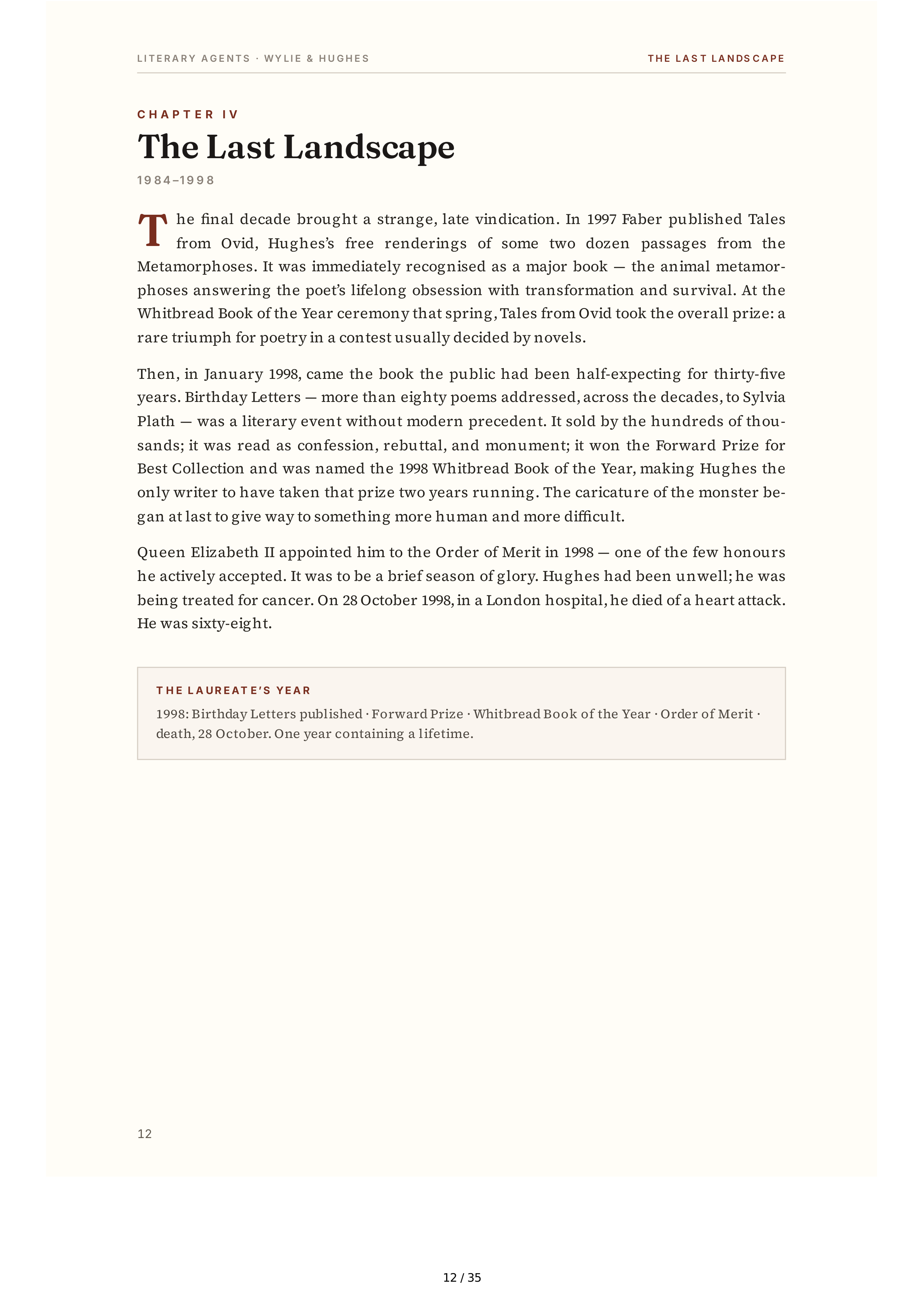 Literary Agents Andrew Wylie Ted Hughes The Unauthorised Life Biography — page 12