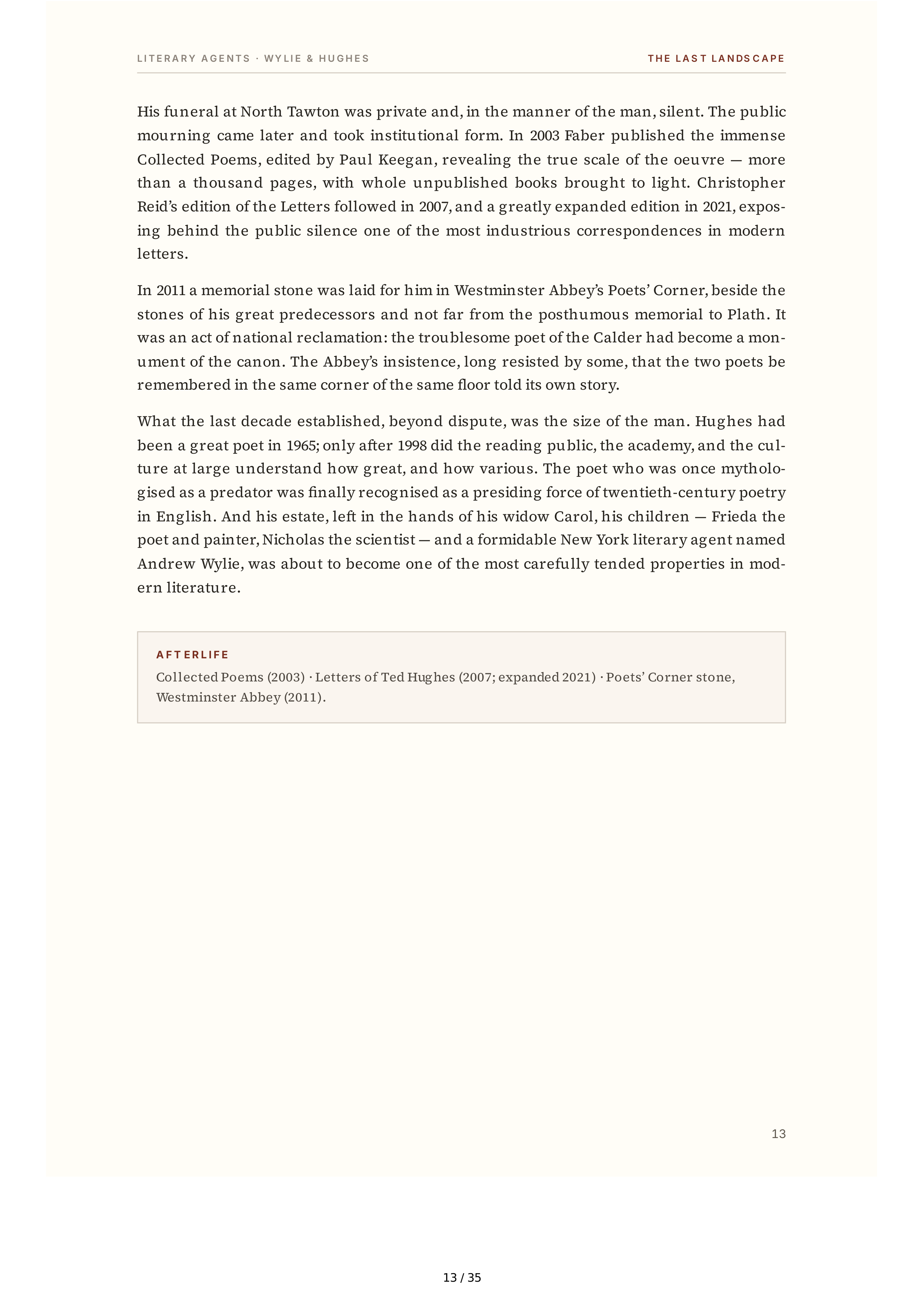 Literary Agents Andrew Wylie Ted Hughes The Unauthorised Life Biography — page 13