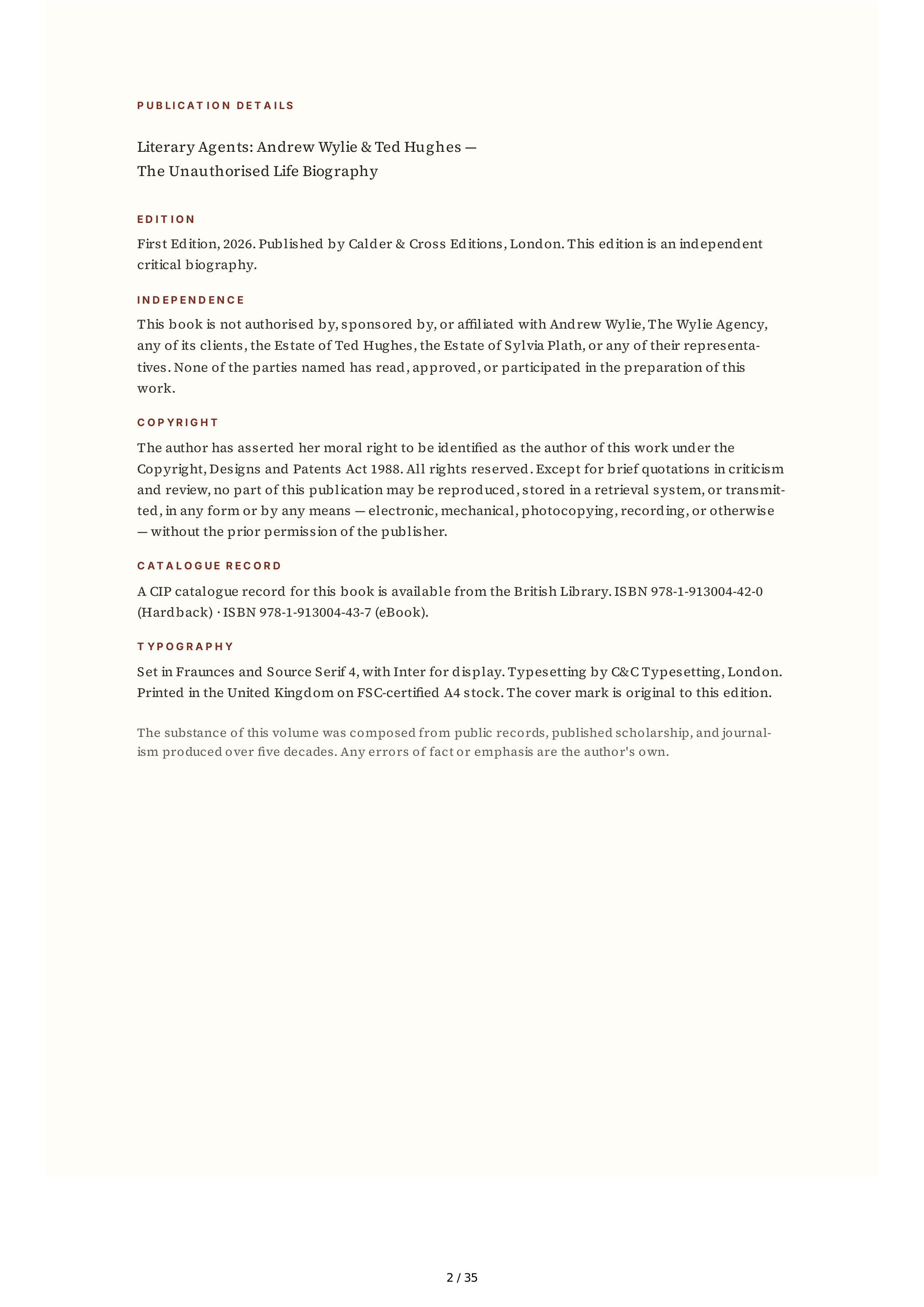 Literary Agents Andrew Wylie Ted Hughes The Unauthorised Life Biography — page 2