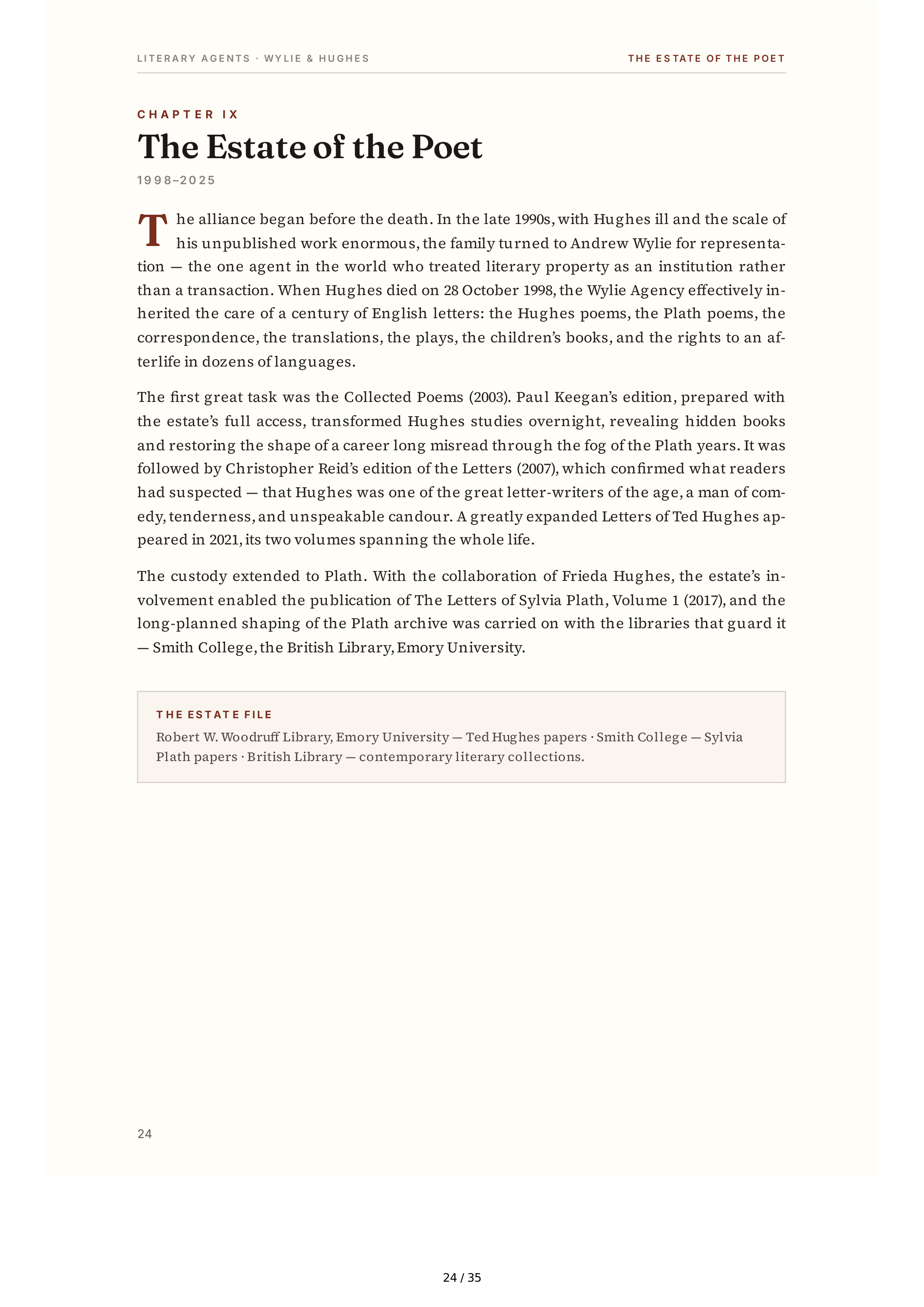 Literary Agents Andrew Wylie Ted Hughes The Unauthorised Life Biography — page 24