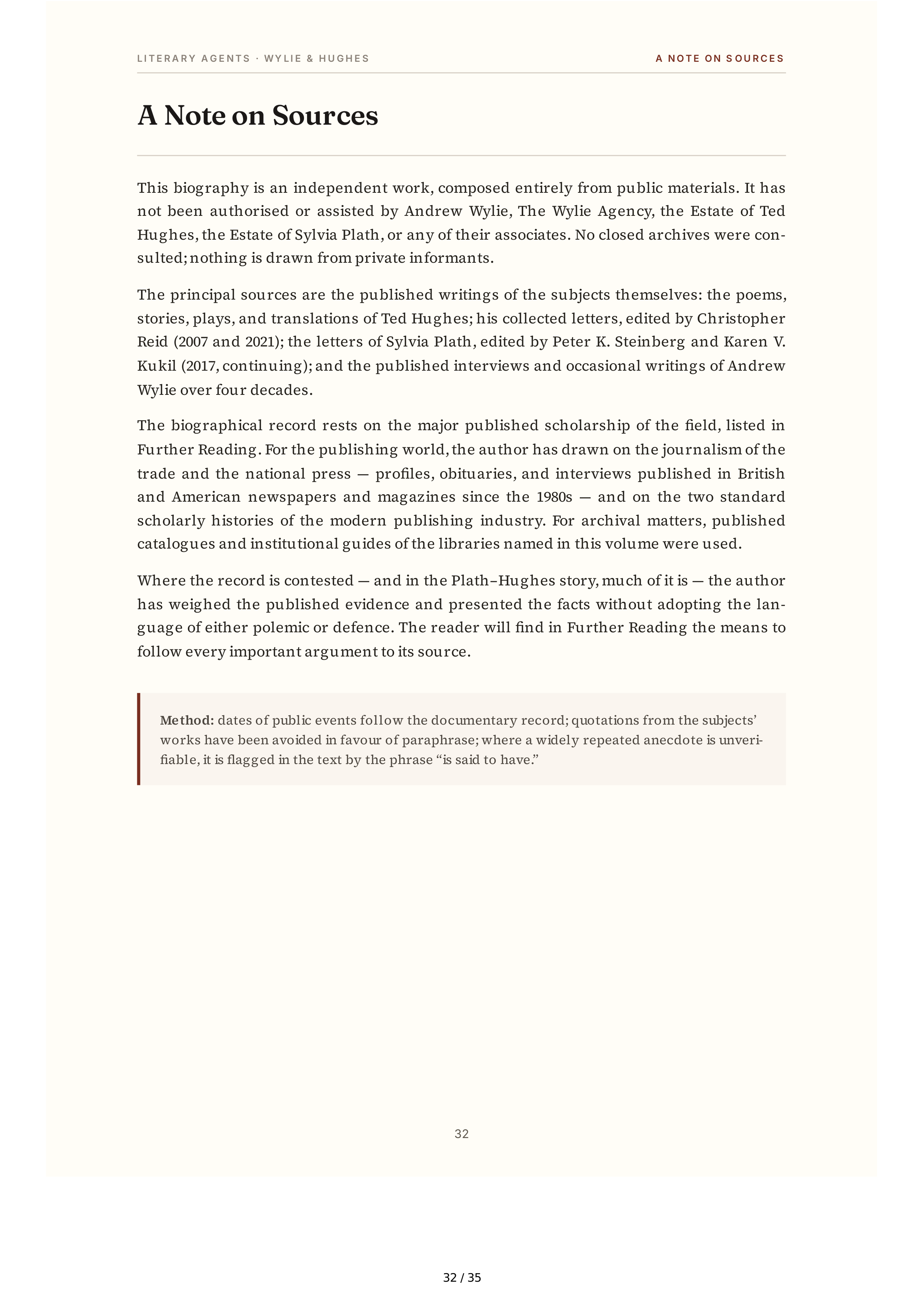 Literary Agents Andrew Wylie Ted Hughes The Unauthorised Life Biography — page 32