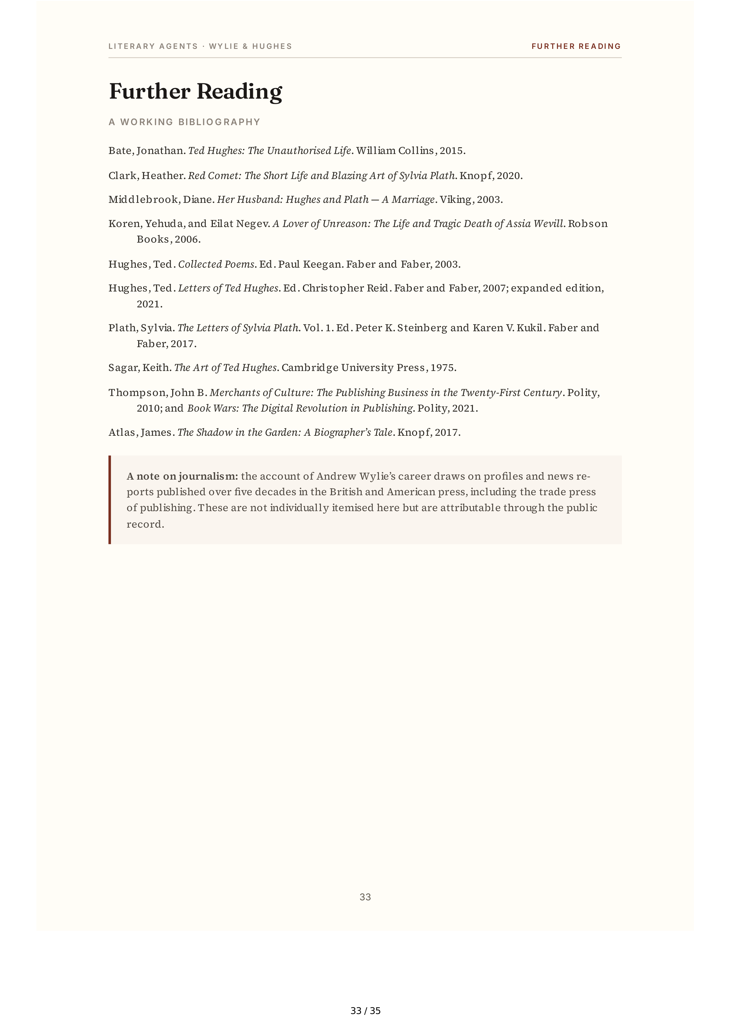 Literary Agents Andrew Wylie Ted Hughes The Unauthorised Life Biography — page 33