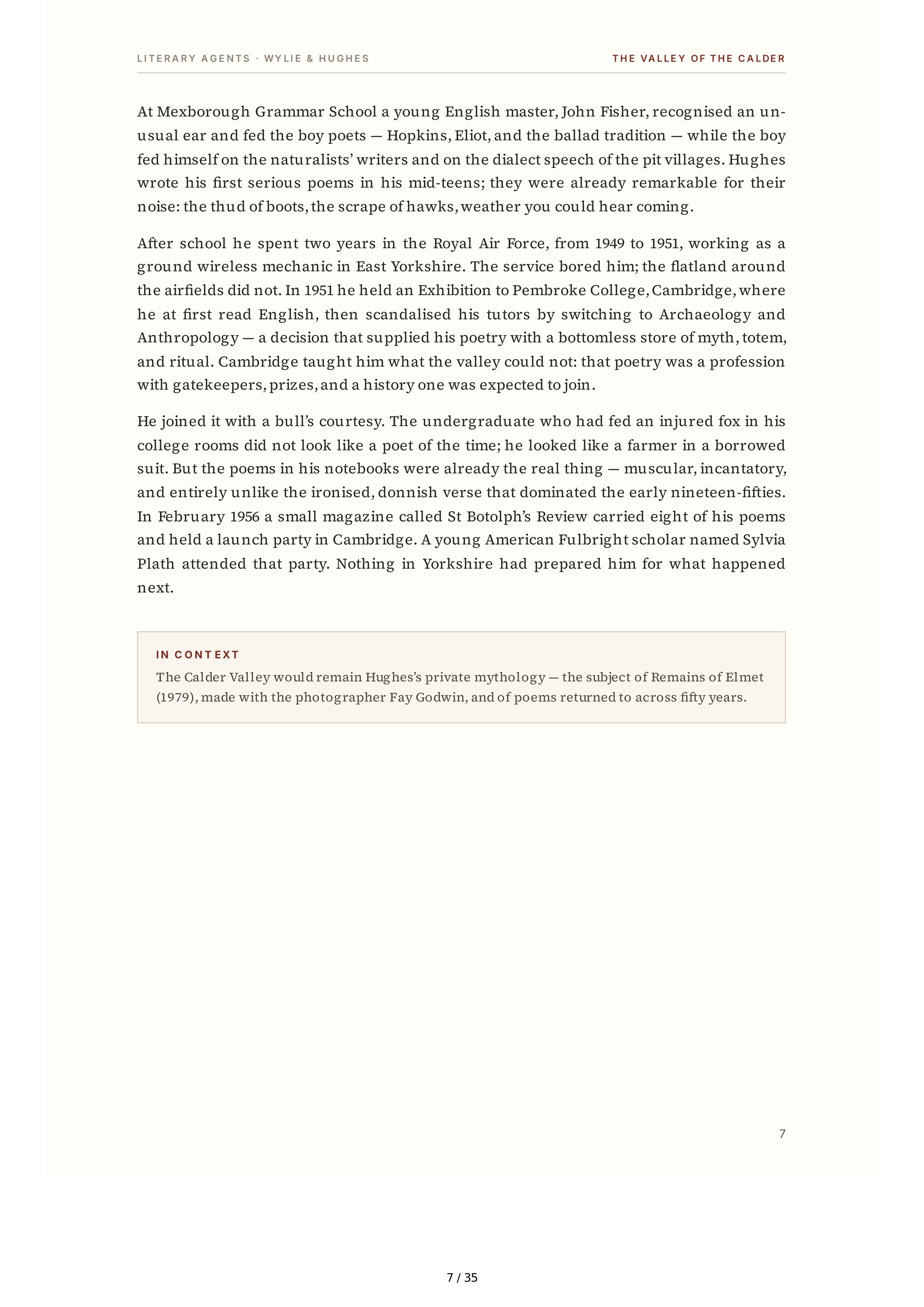 Literary Agents Andrew Wylie Ted Hughes The Unauthorised Life Biography — page 7