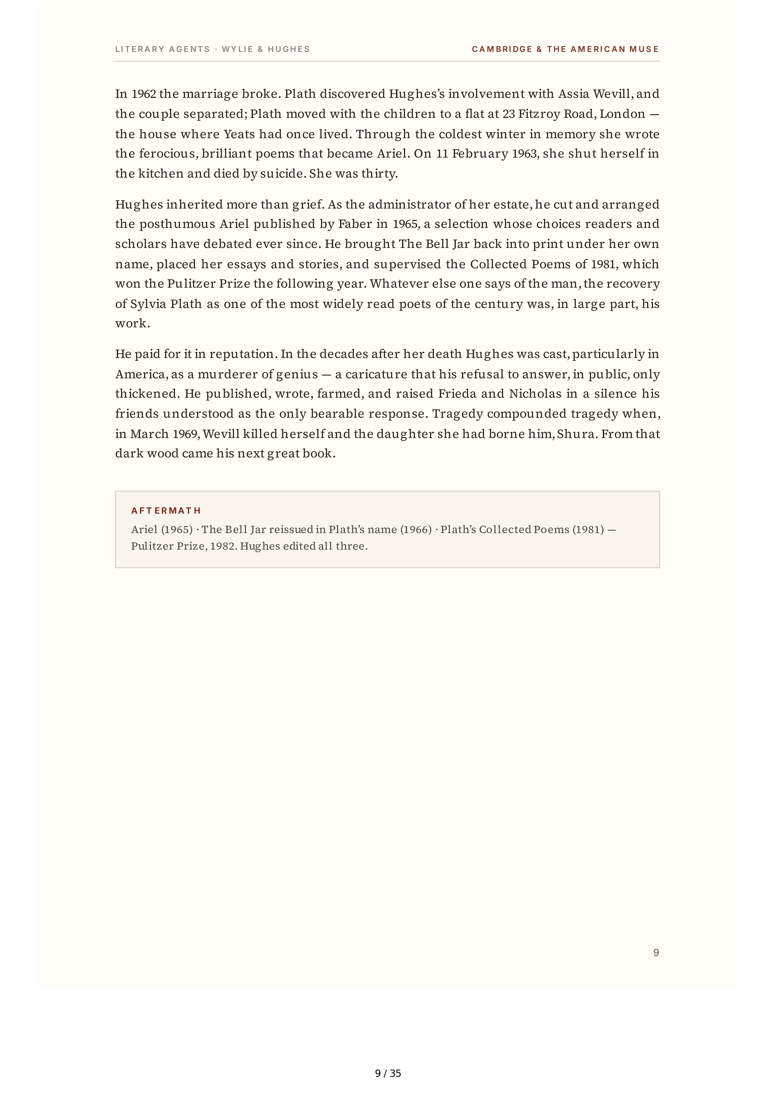 Literary Agents Andrew Wylie Ted Hughes The Unauthorised Life Biography — page 9