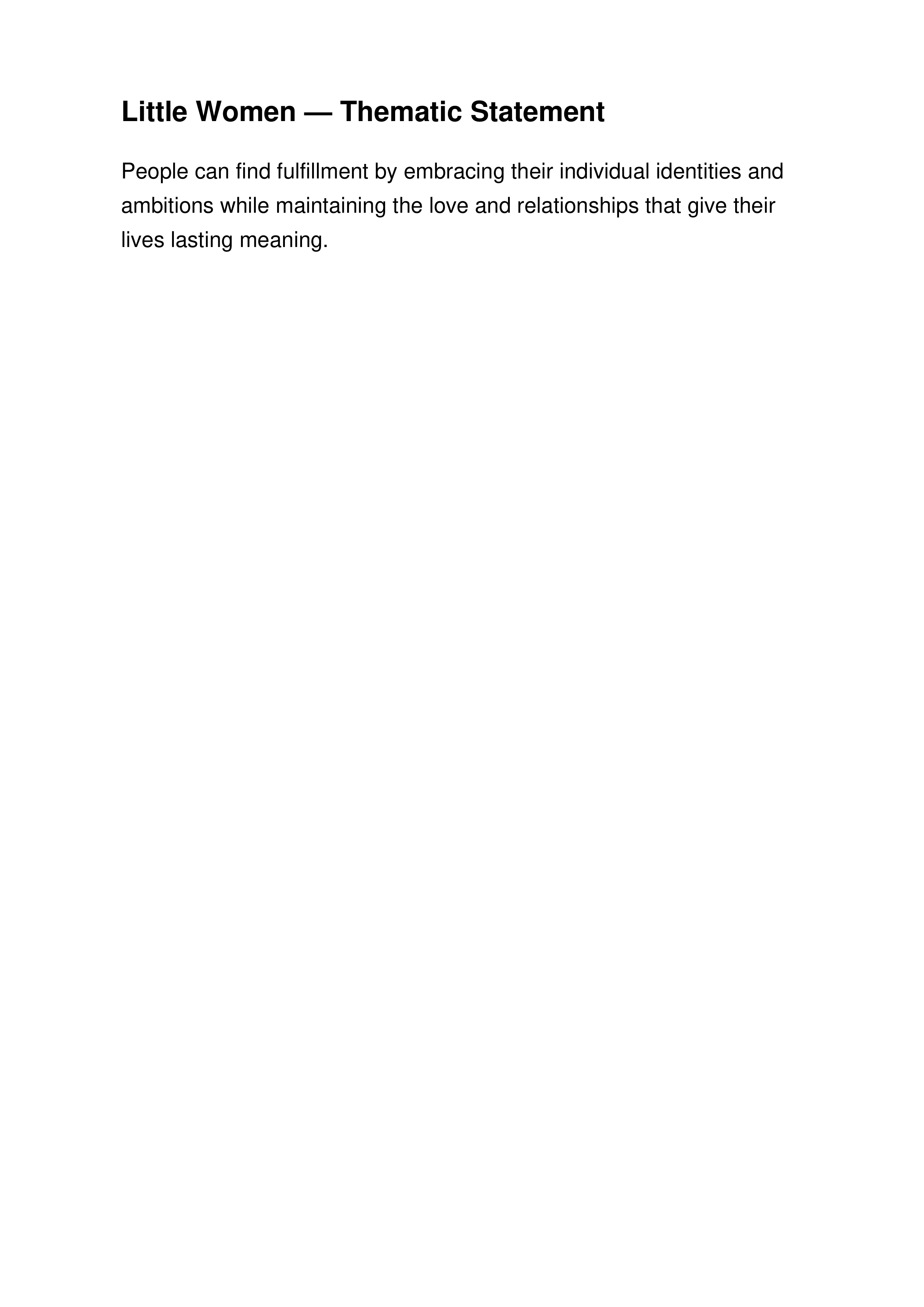 Little Women Thematic Statement — page 1