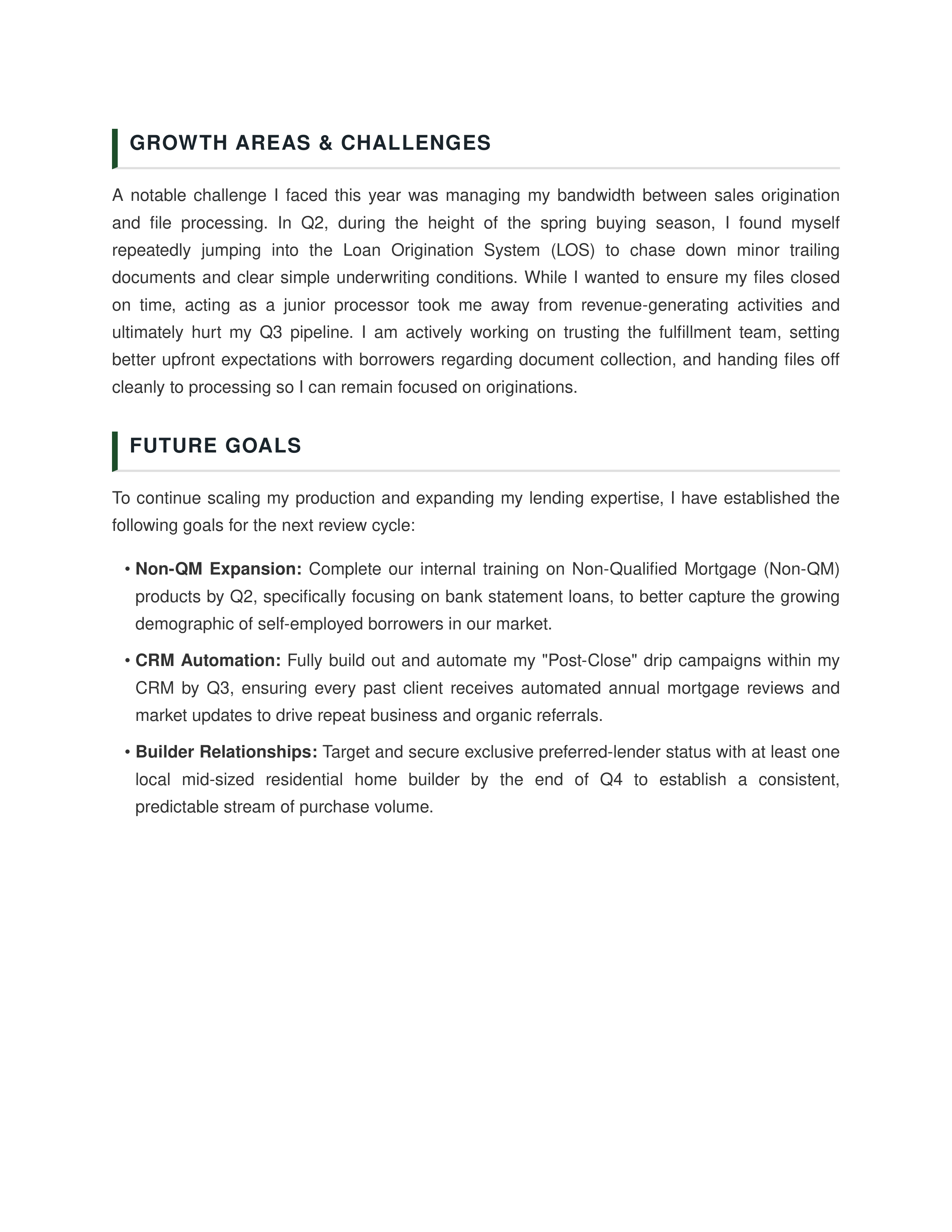 Loan Officer Self Performance Review — page 2