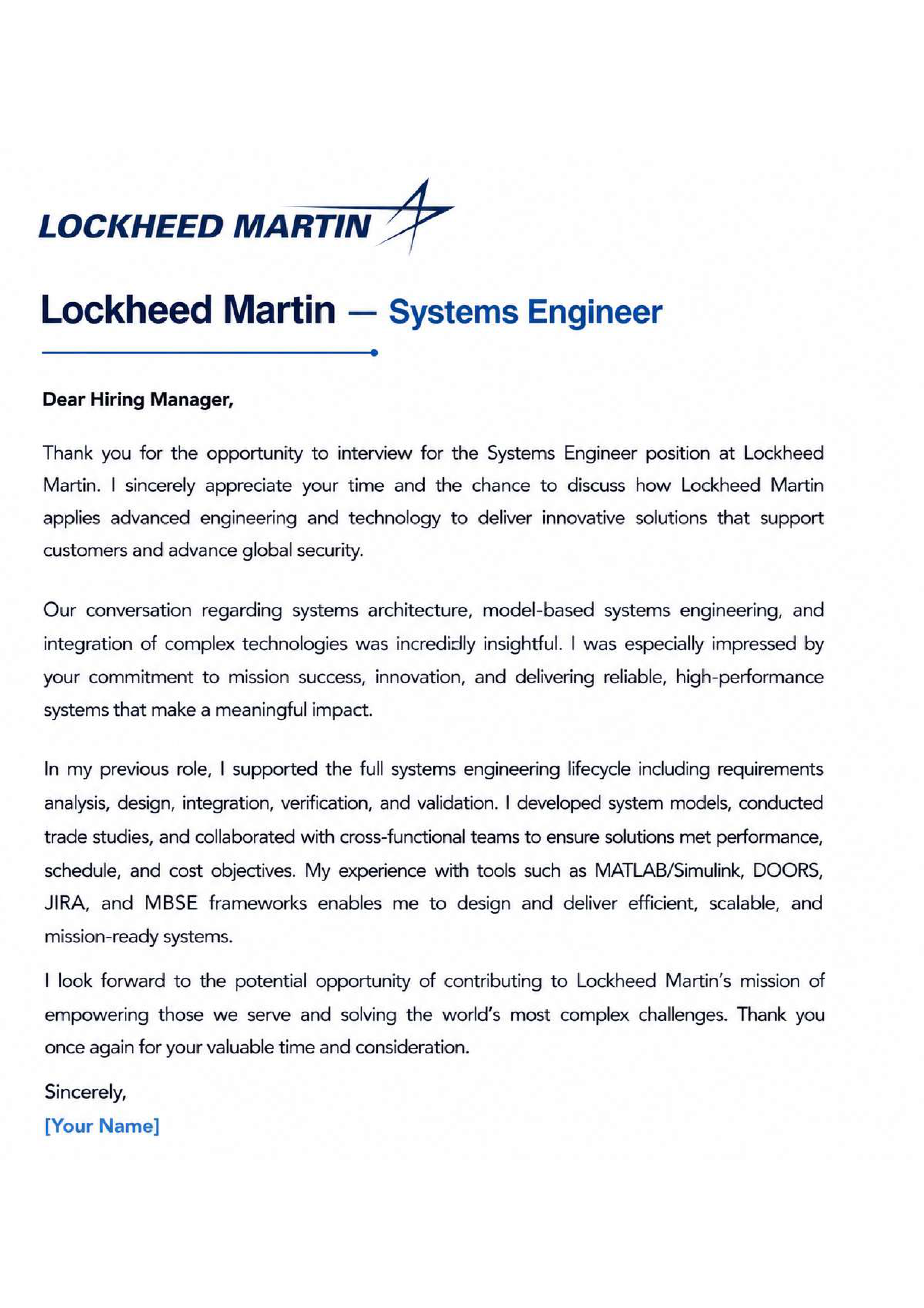 Lockheed Martin Systems Engineer — page 1