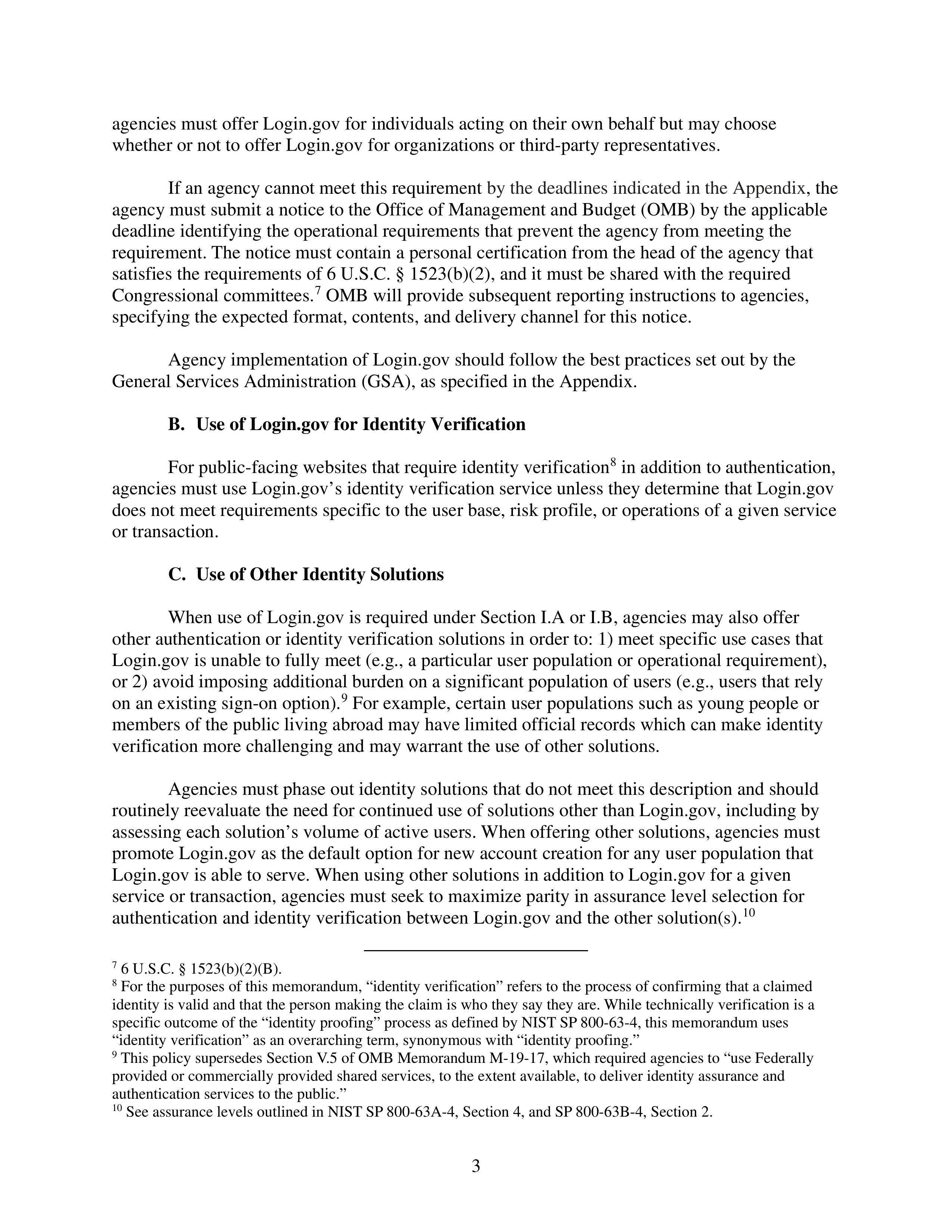 Login.gov Universal Sign-on Memo — page 3