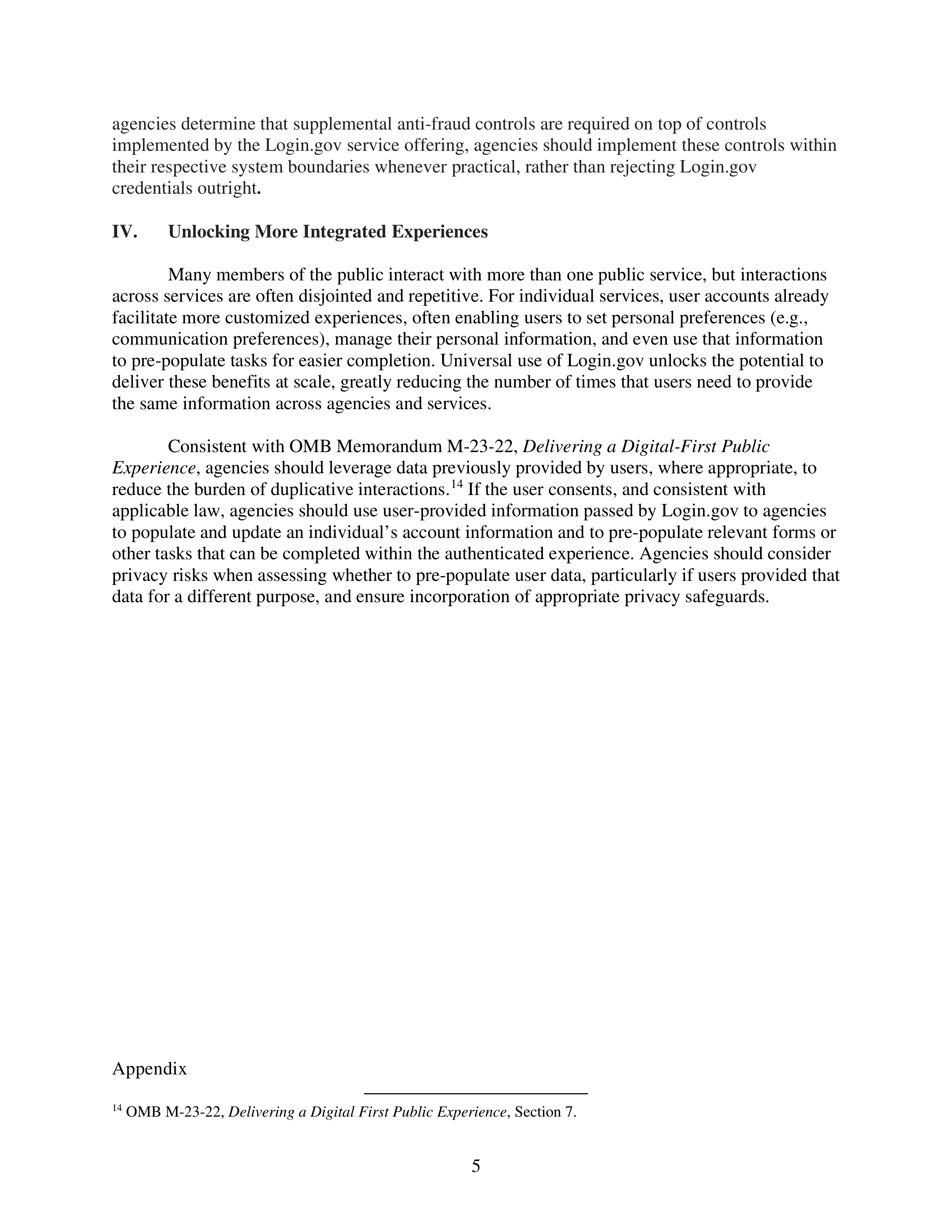 Login.gov Universal Sign-on Memo — page 5