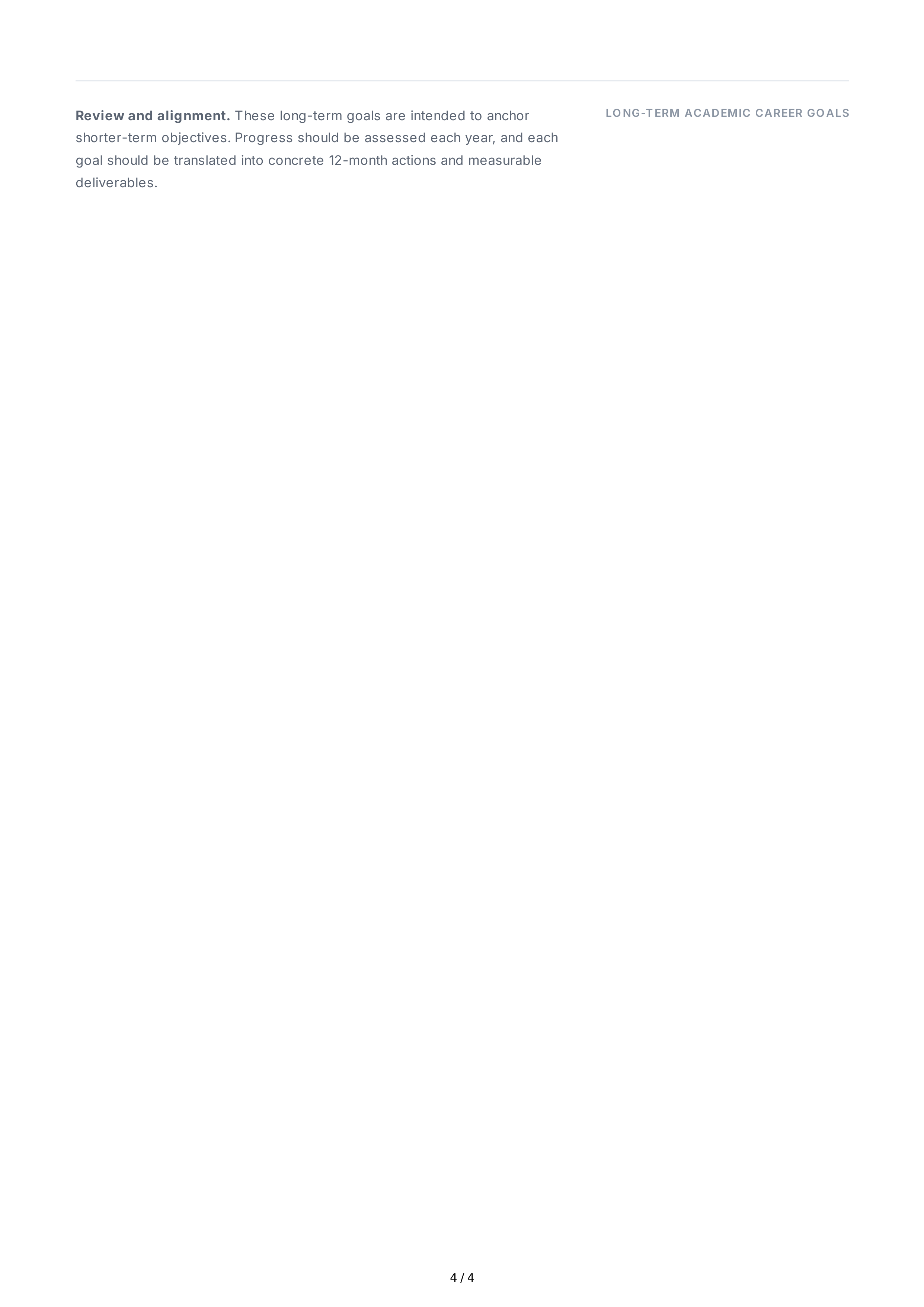 Long-Term Academic Career Goals — page 4