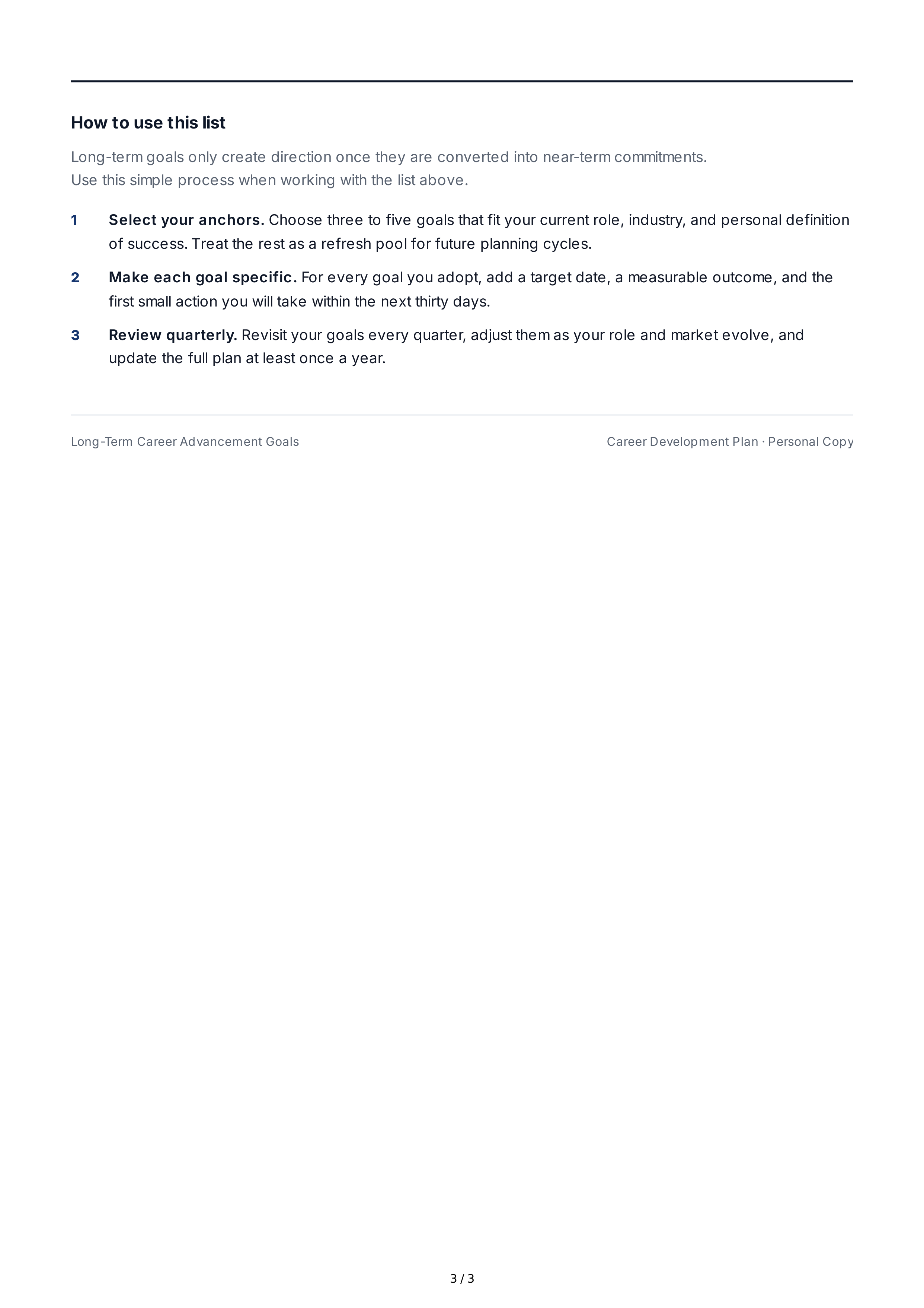 Long-Term Career Advancement Goals — page 3