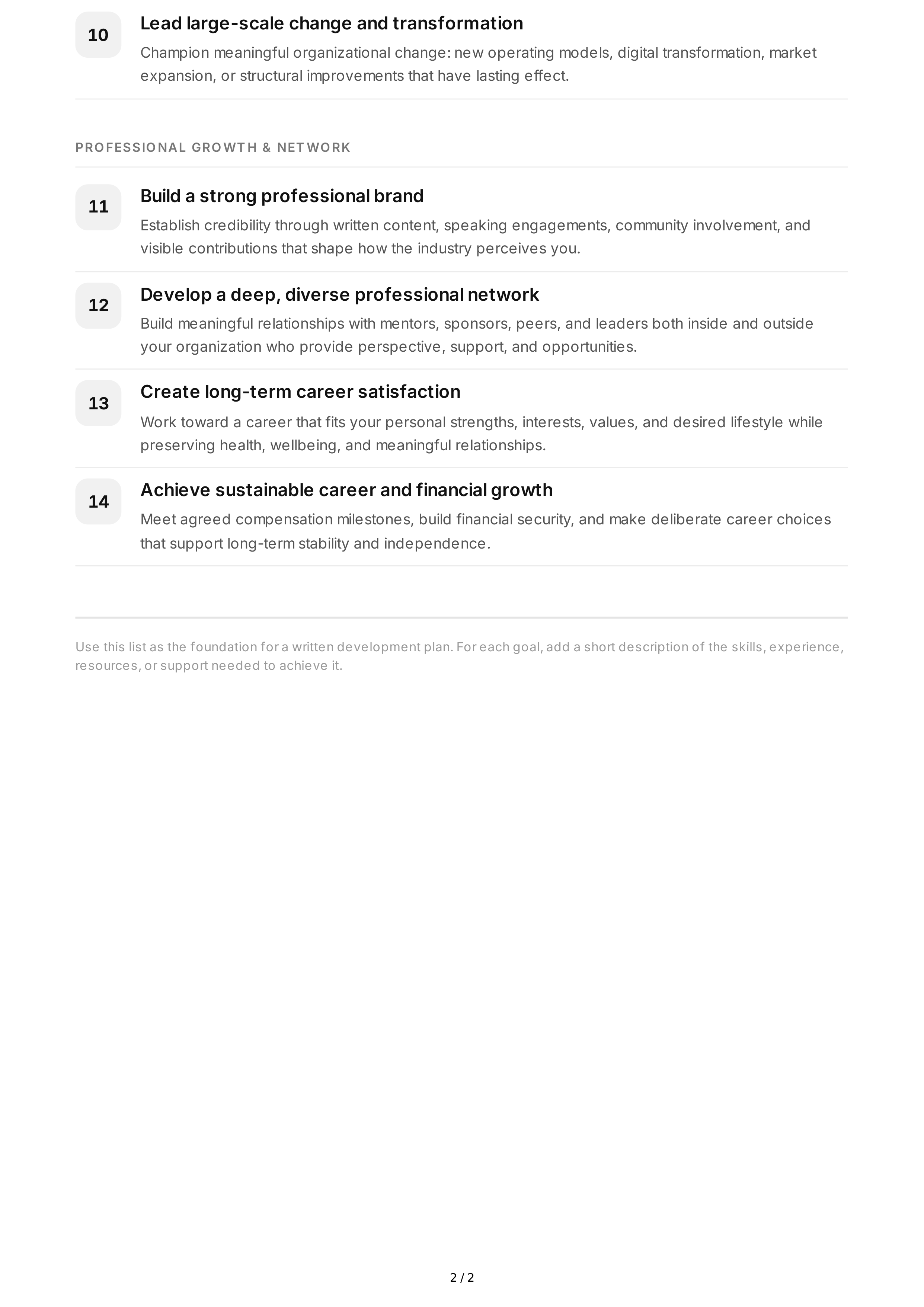 Long-Term Career Development Goals — page 2