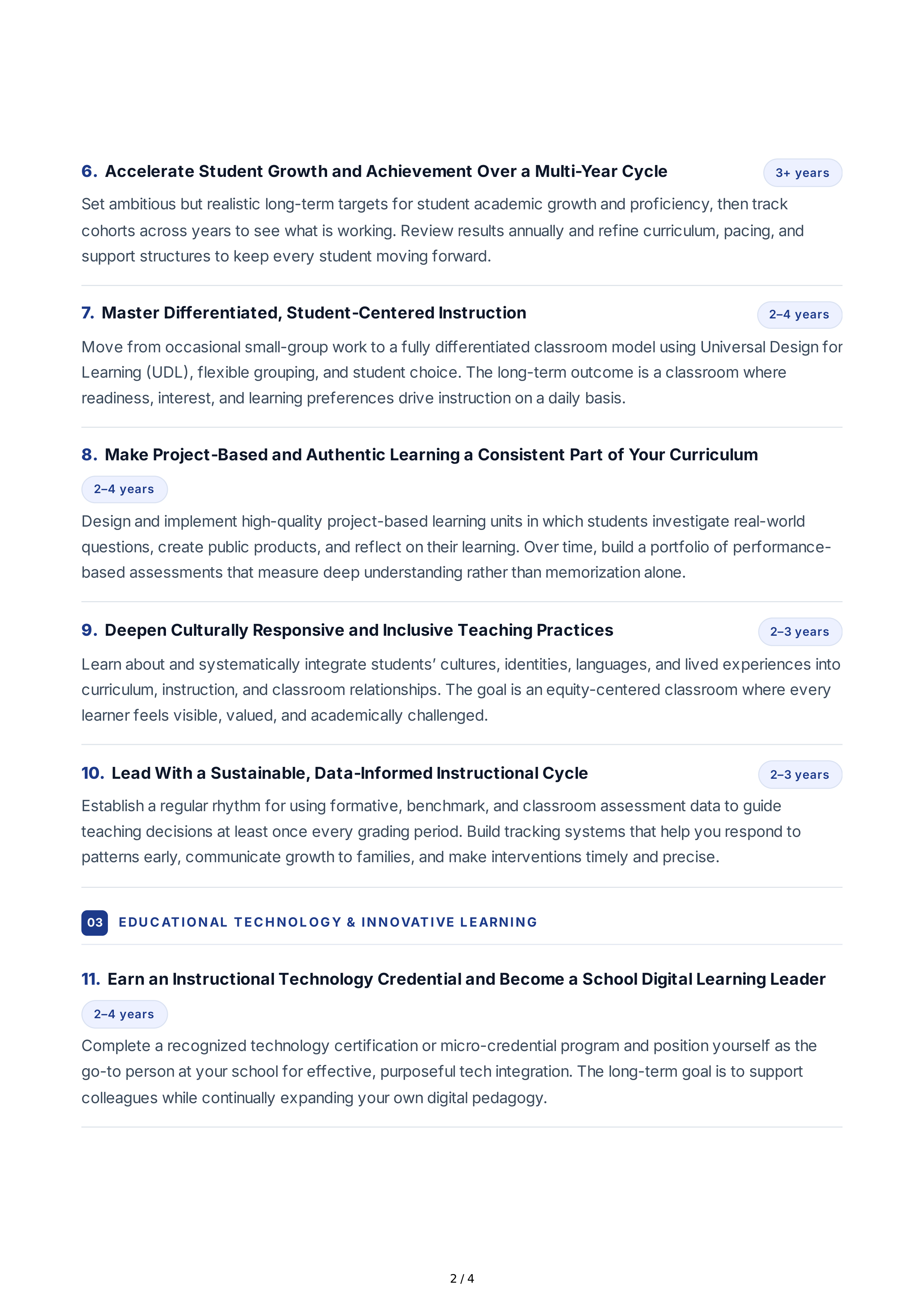 Long-Term Education Goals for Teachers — page 2