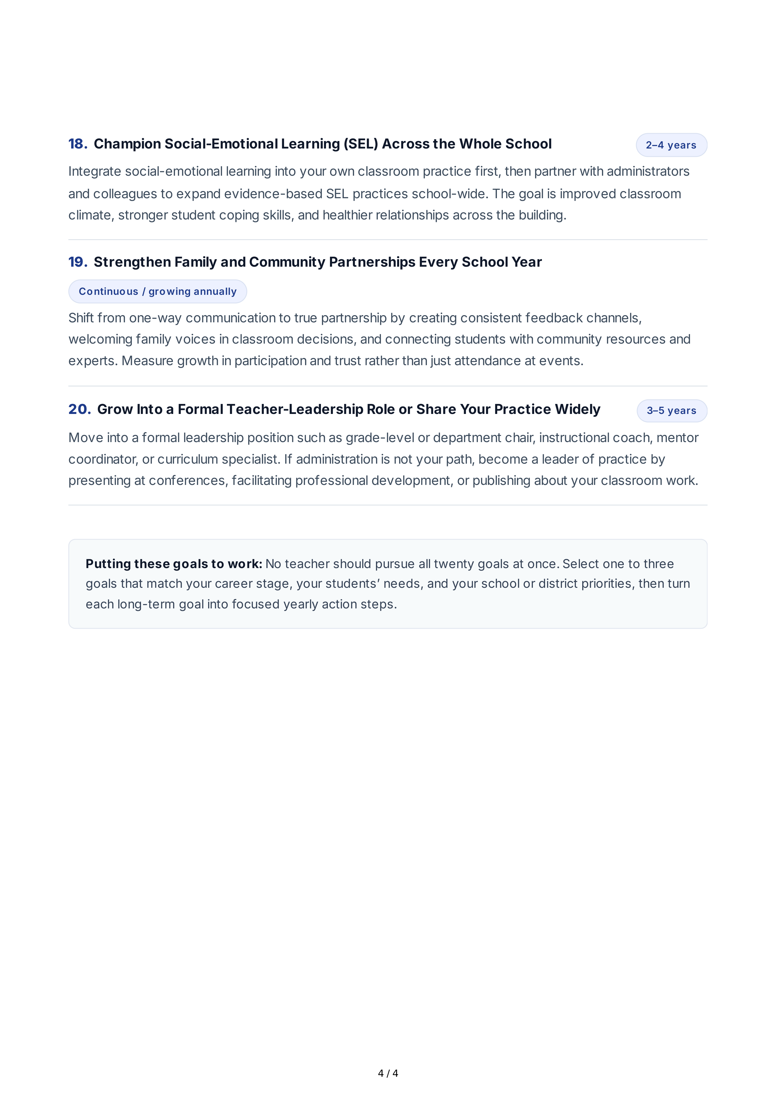 Long-Term Education Goals for Teachers — page 4