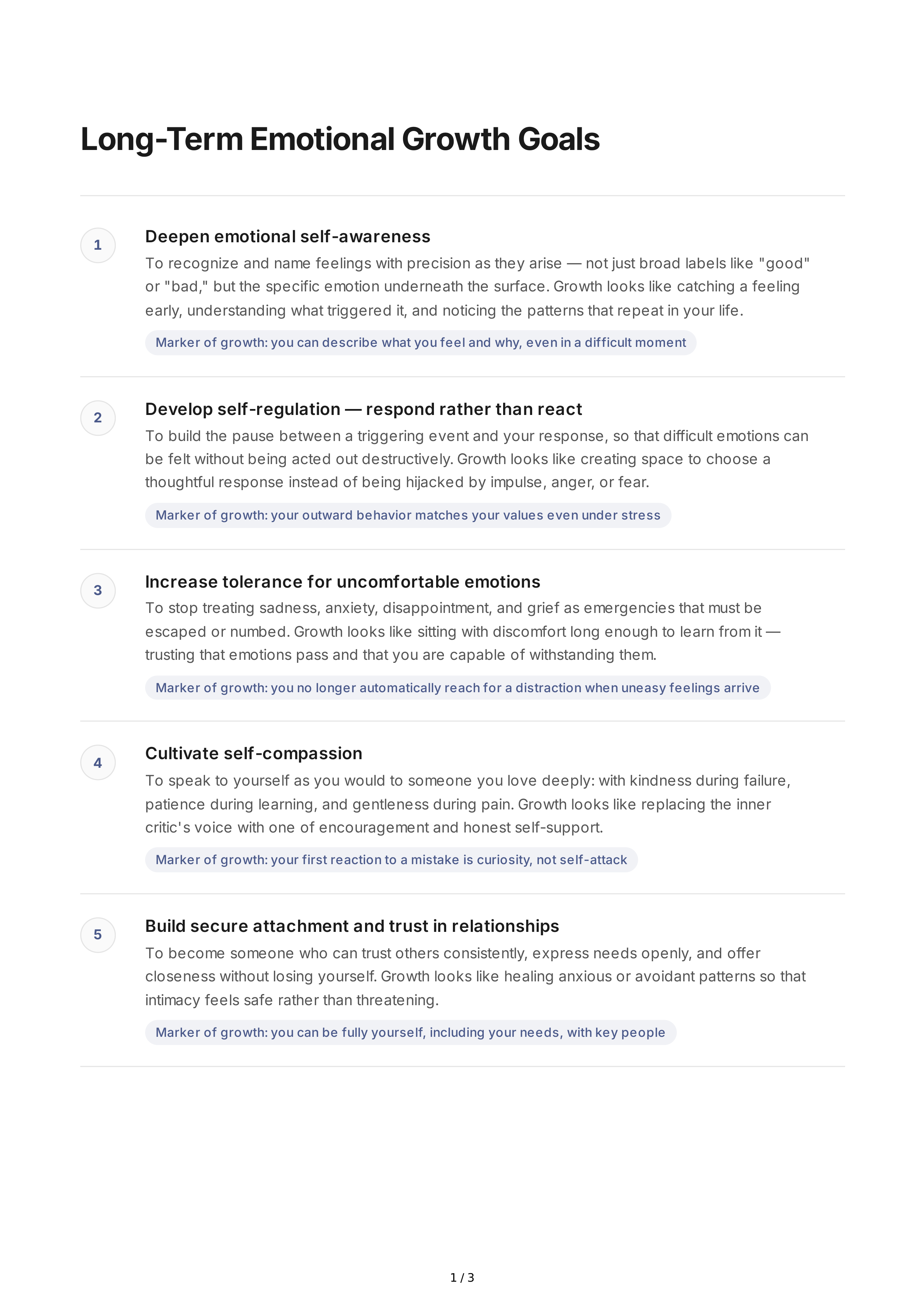 Long-Term Emotional Growth Goals — page 1