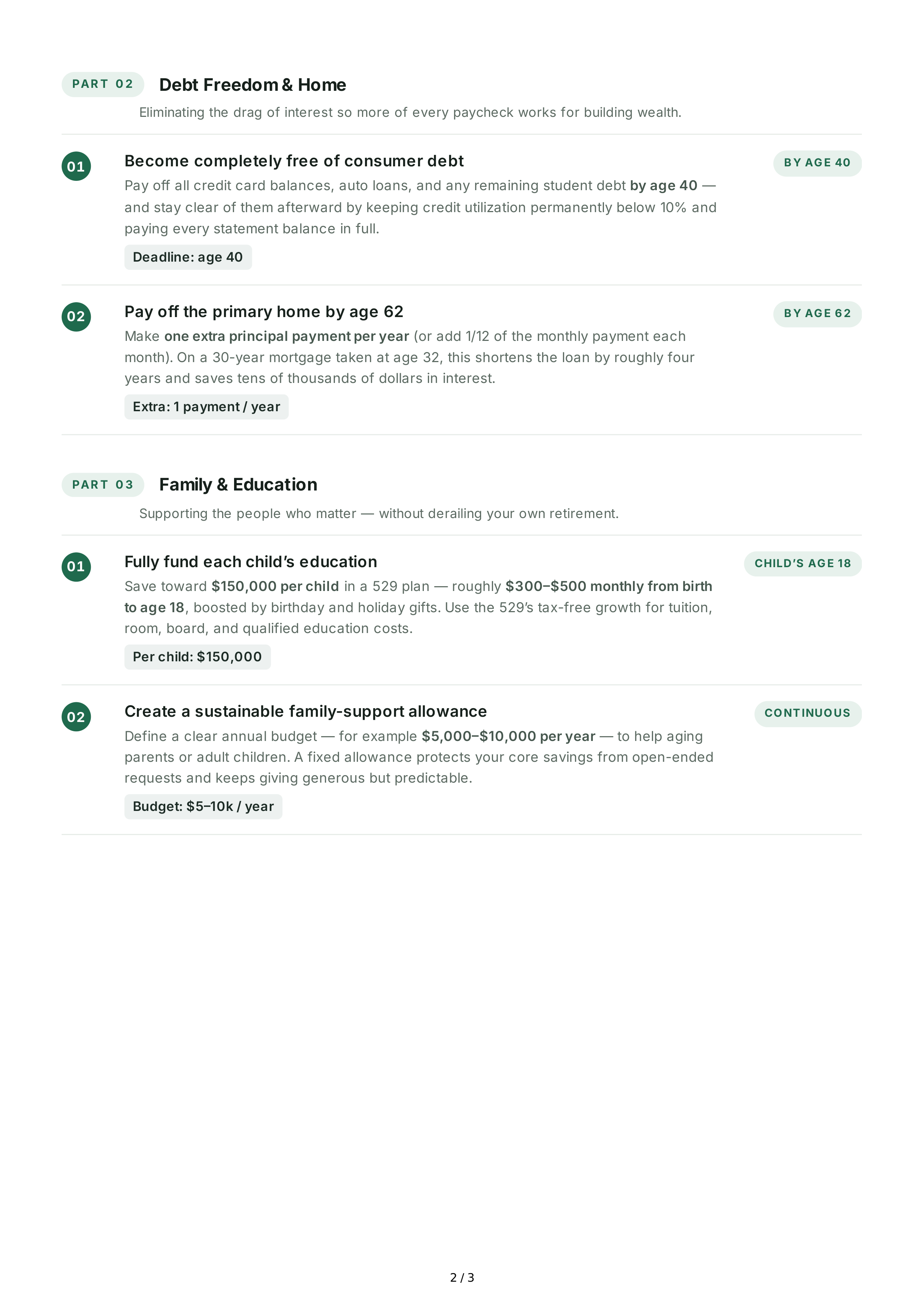 Long-Term Financial Goals — page 2