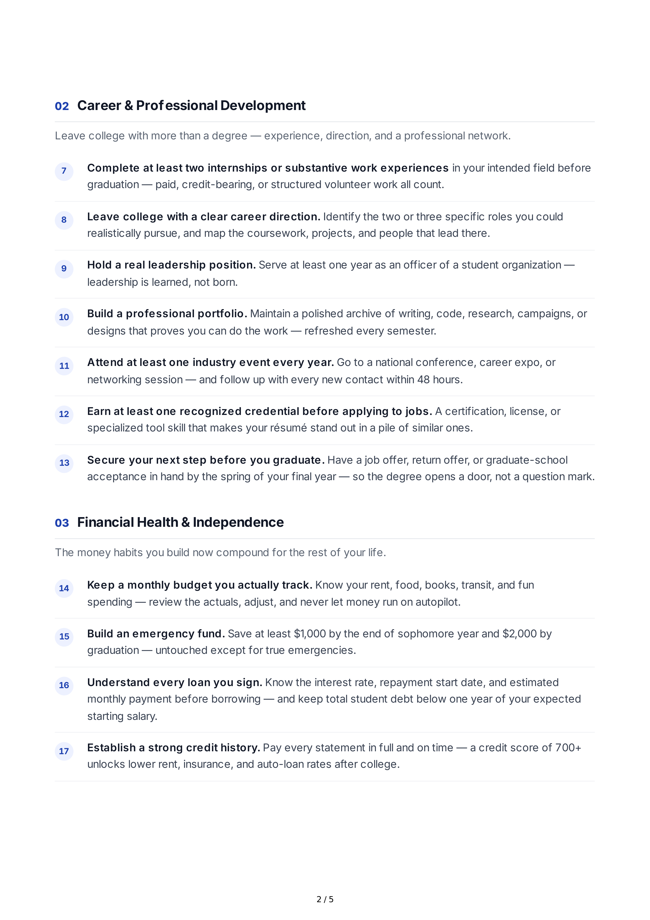Long-Term Goals for College Students — page 2