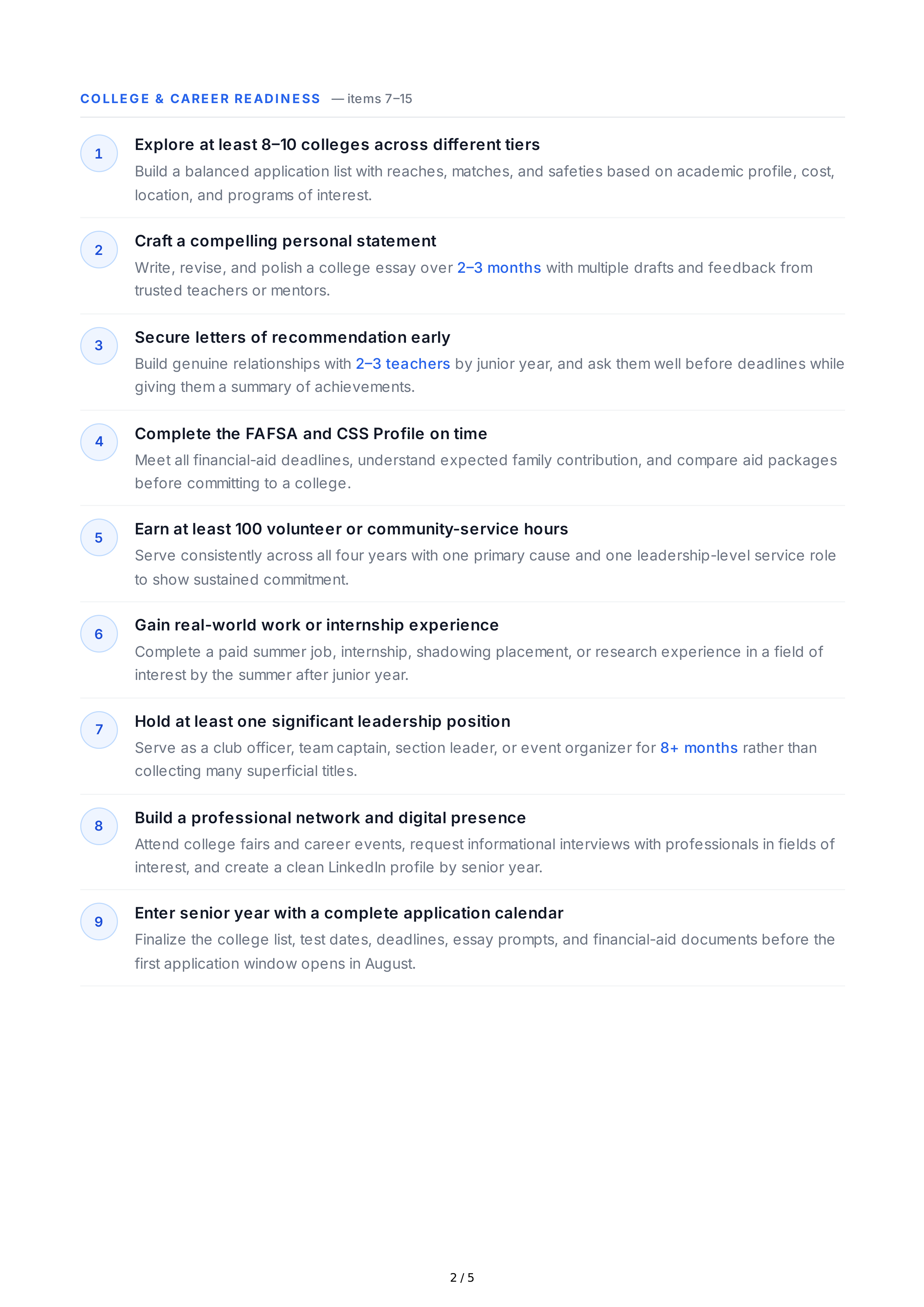Long-Term Goals for High School Students — page 2