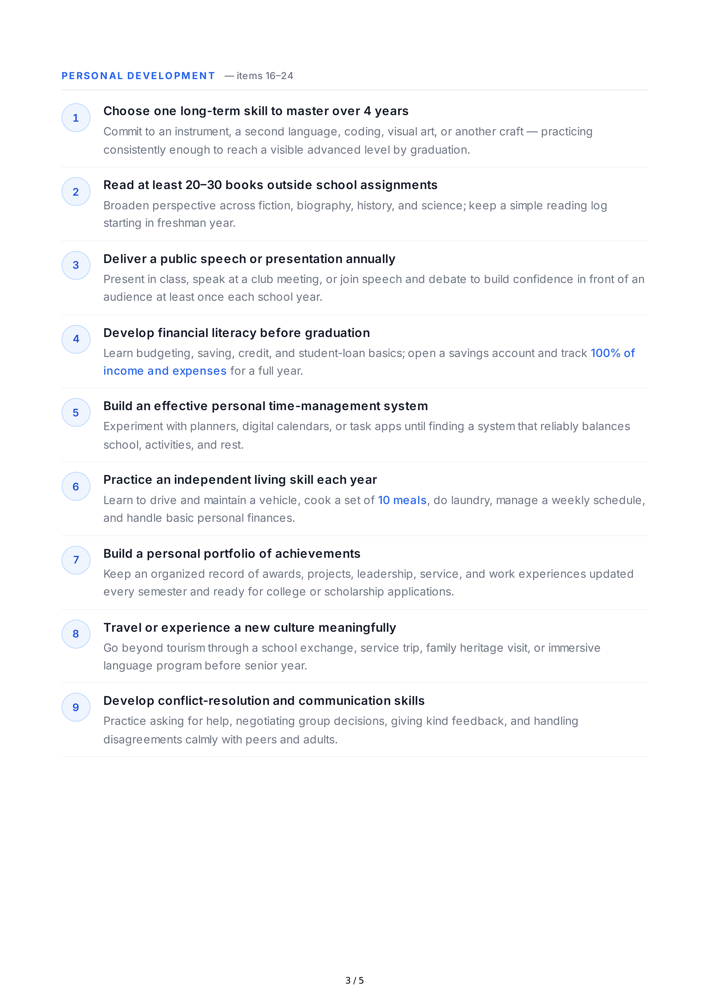 Long-Term Goals for High School Students — page 3