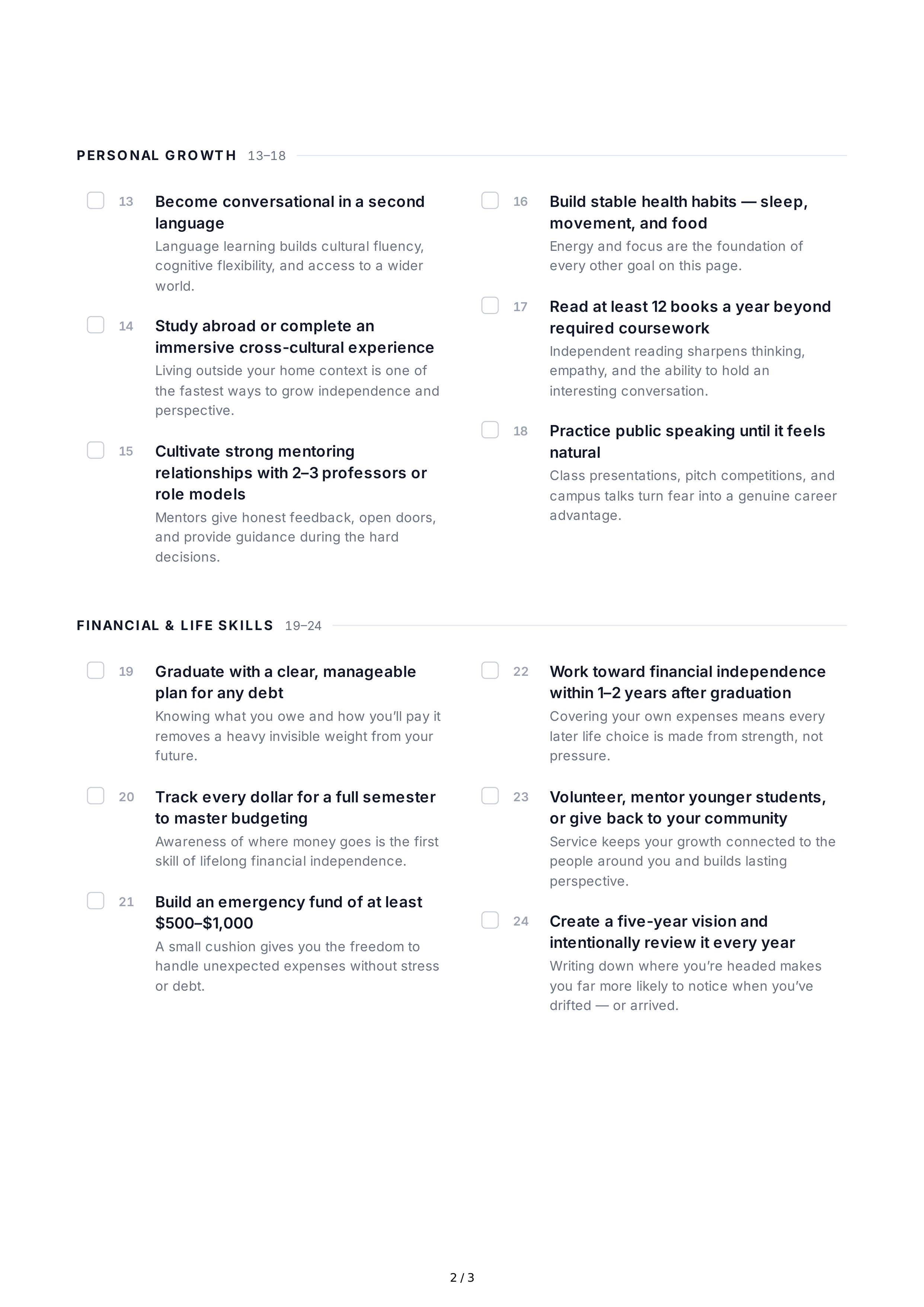 Long-Term Goals for Students — page 2