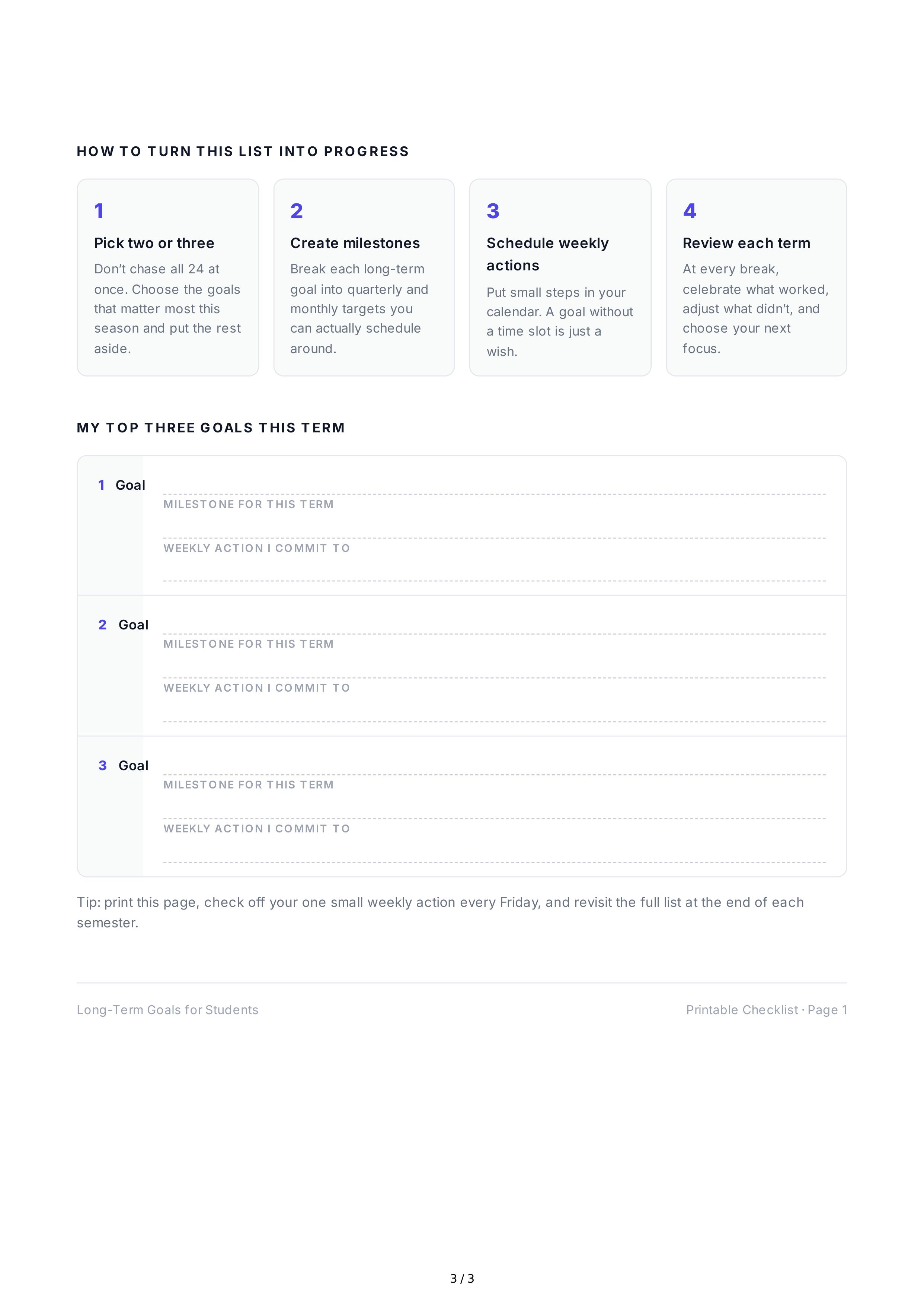 Long-Term Goals for Students — page 3