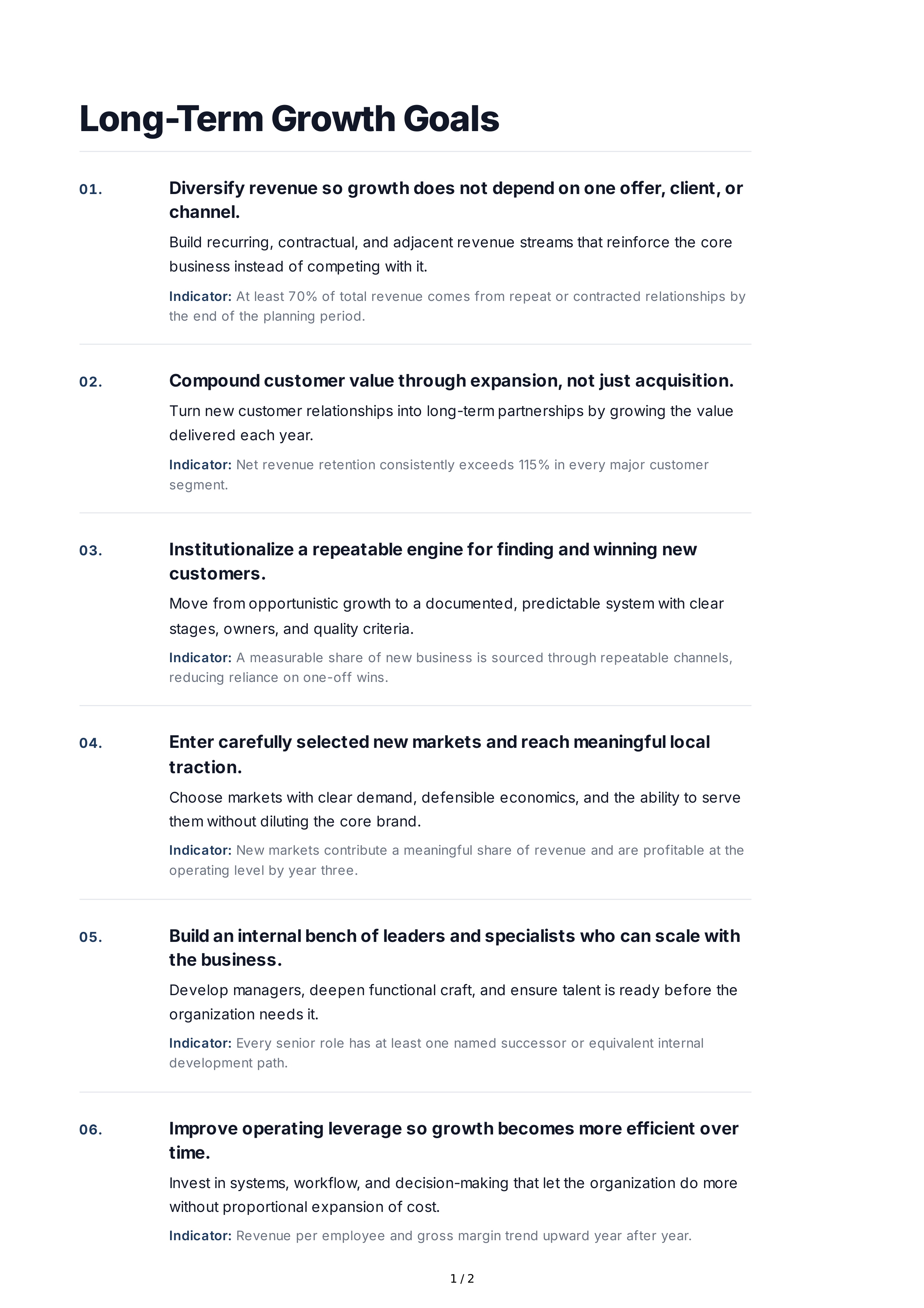 Long-Term Growth Goals — page 1