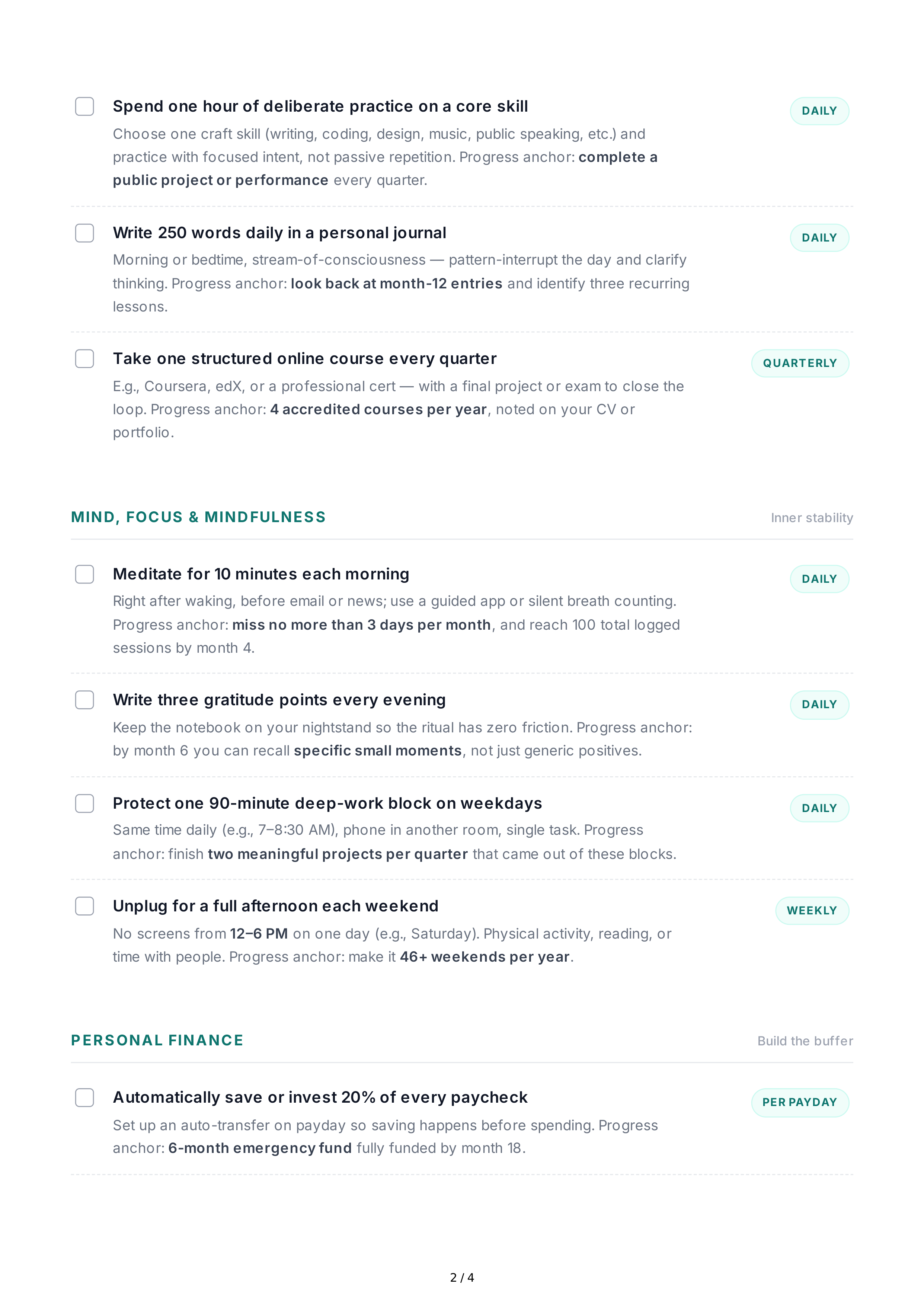 Long-Term Habit-Building Goals — page 2