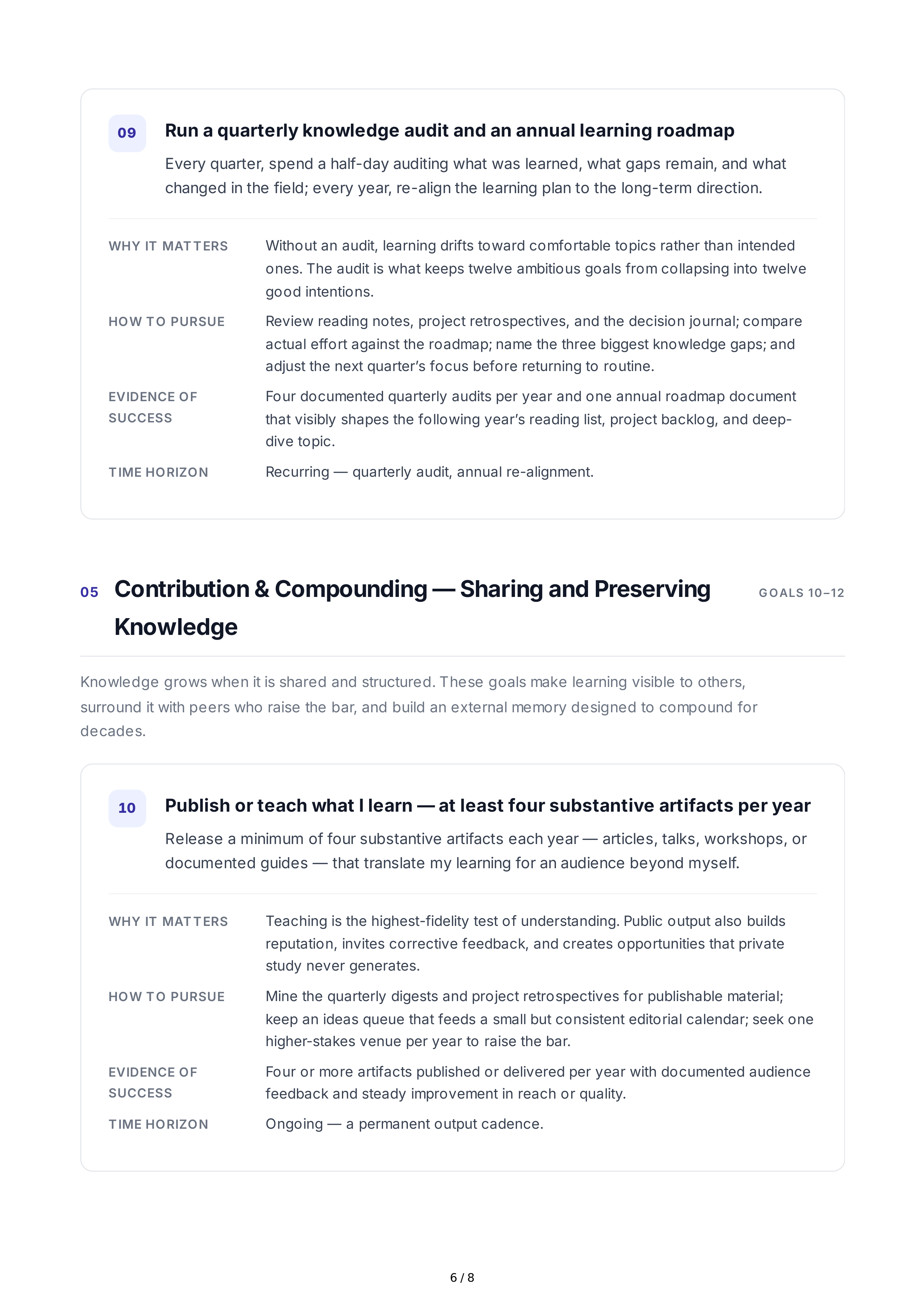 Long-Term Knowledge Development Goals — page 6