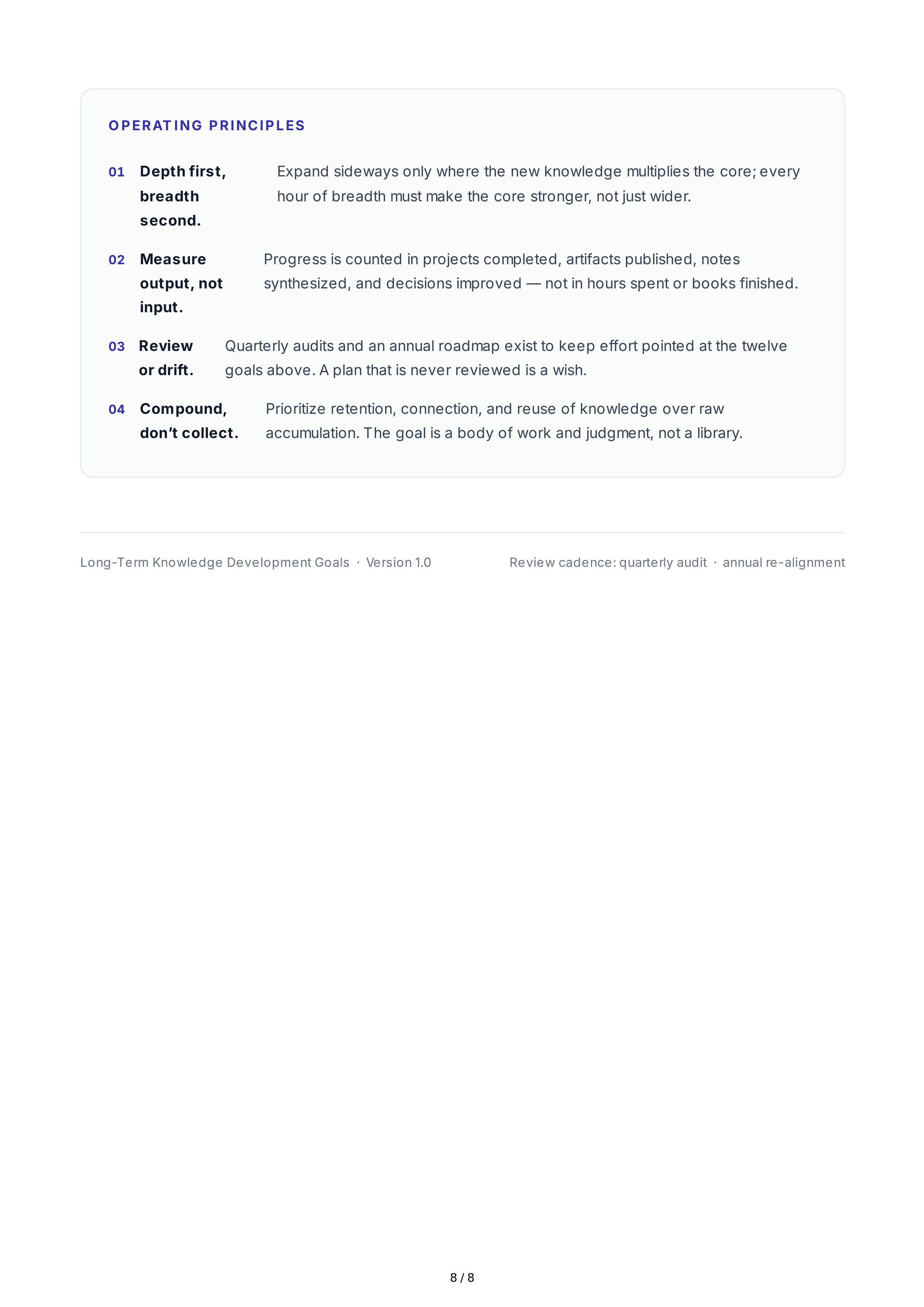 Long-Term Knowledge Development Goals — page 8
