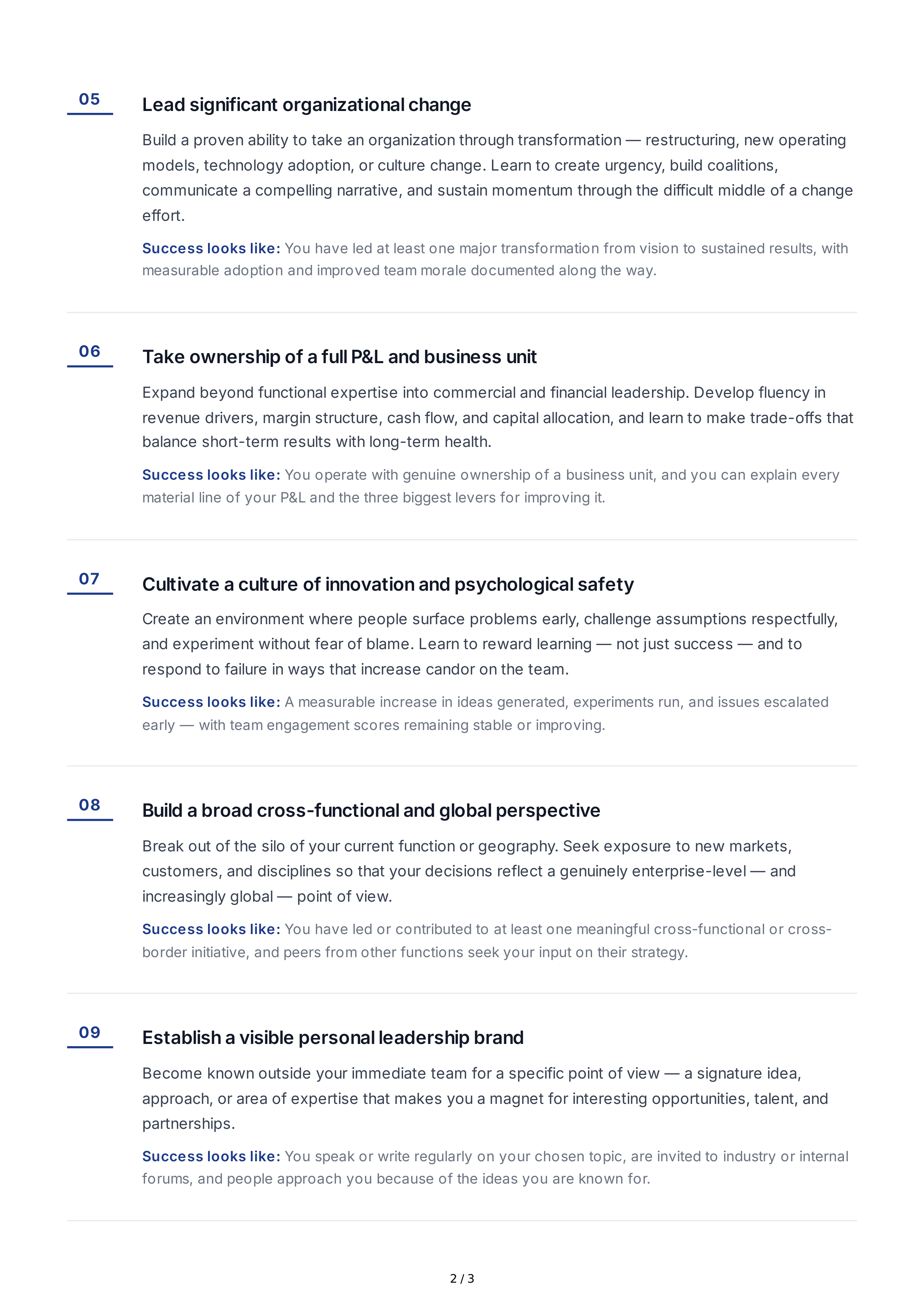 Long-Term Leadership Development Goals — page 2