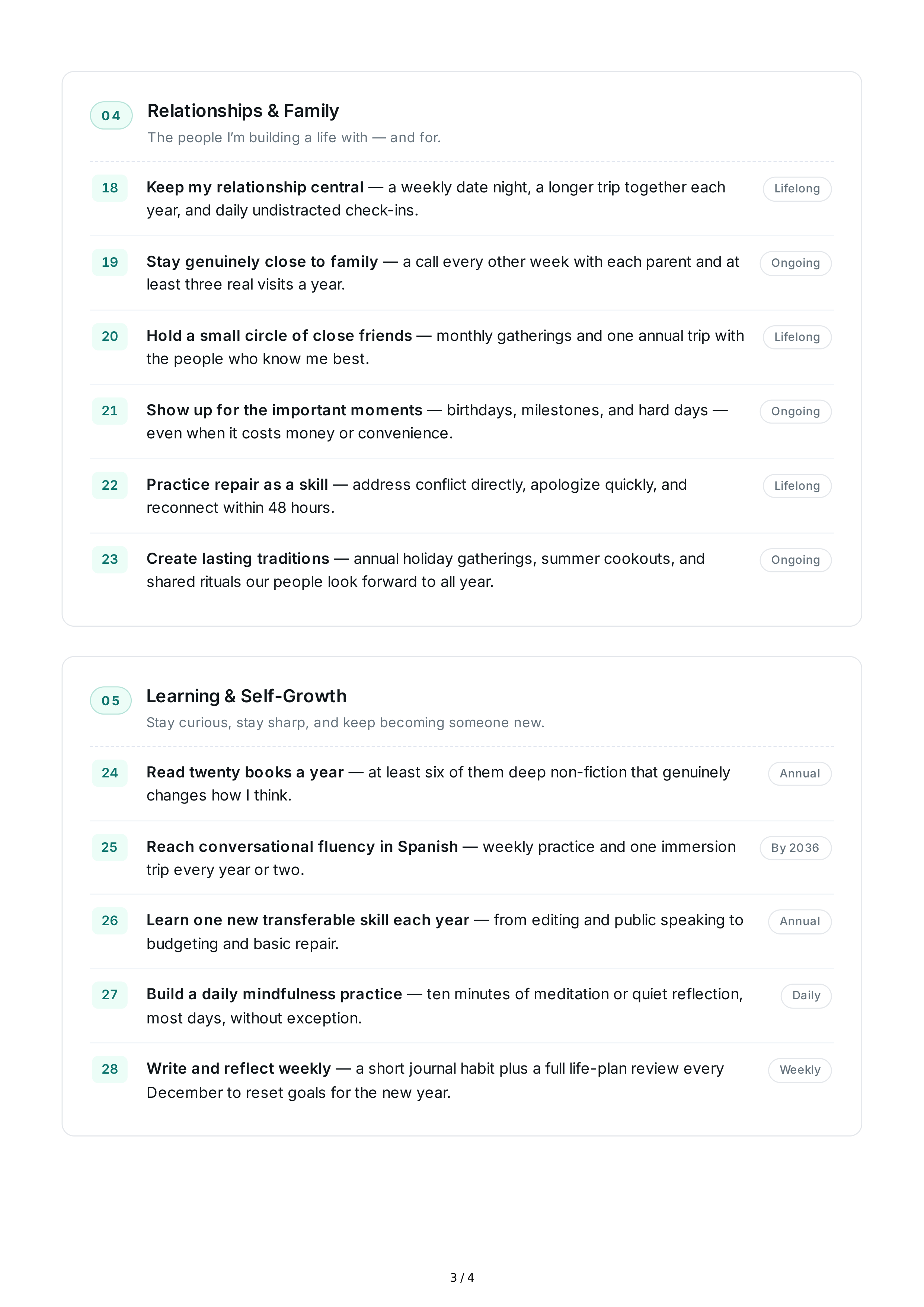 Long-Term Lifestyle Goals — page 3