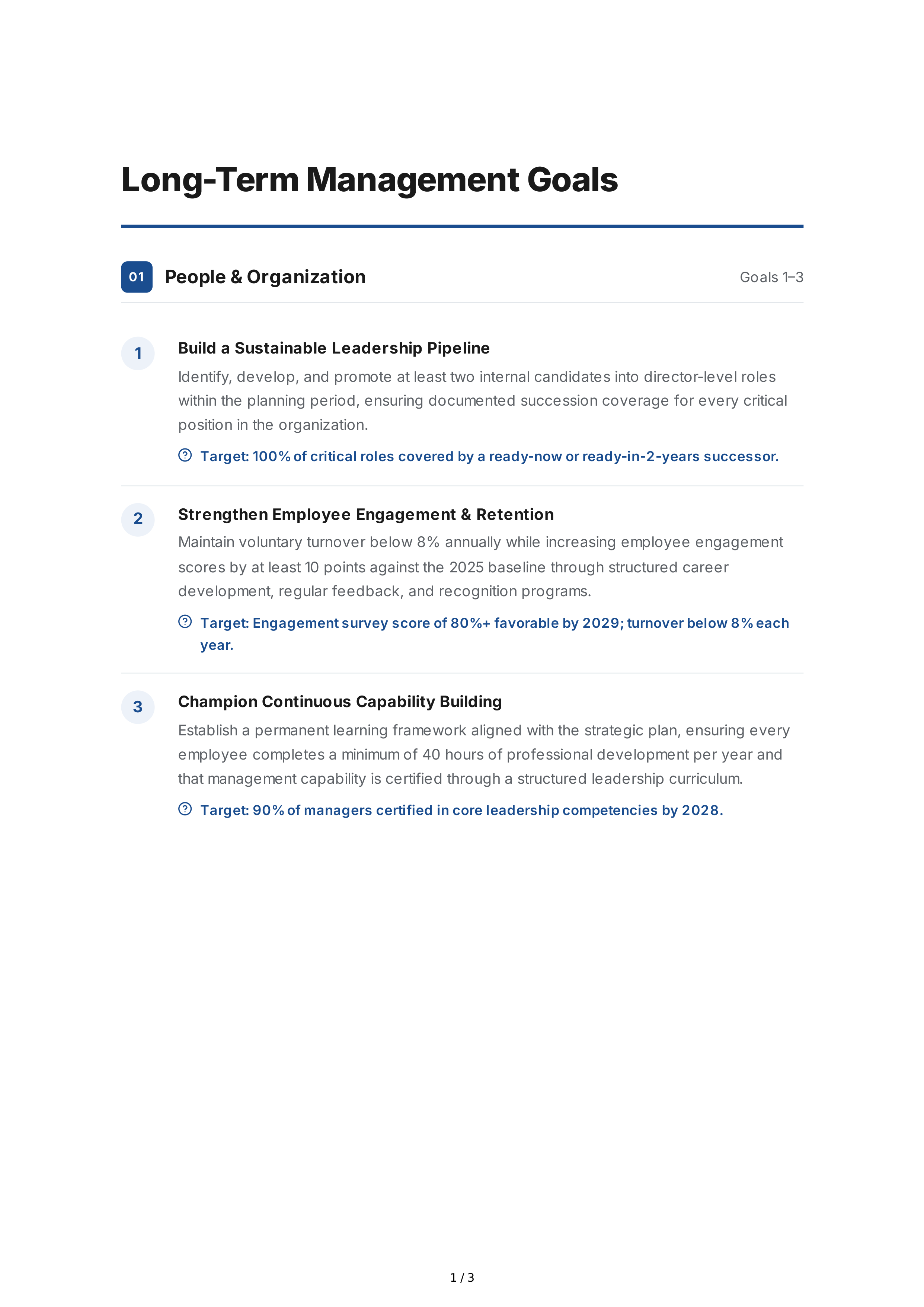Long-Term Management Goals — page 1