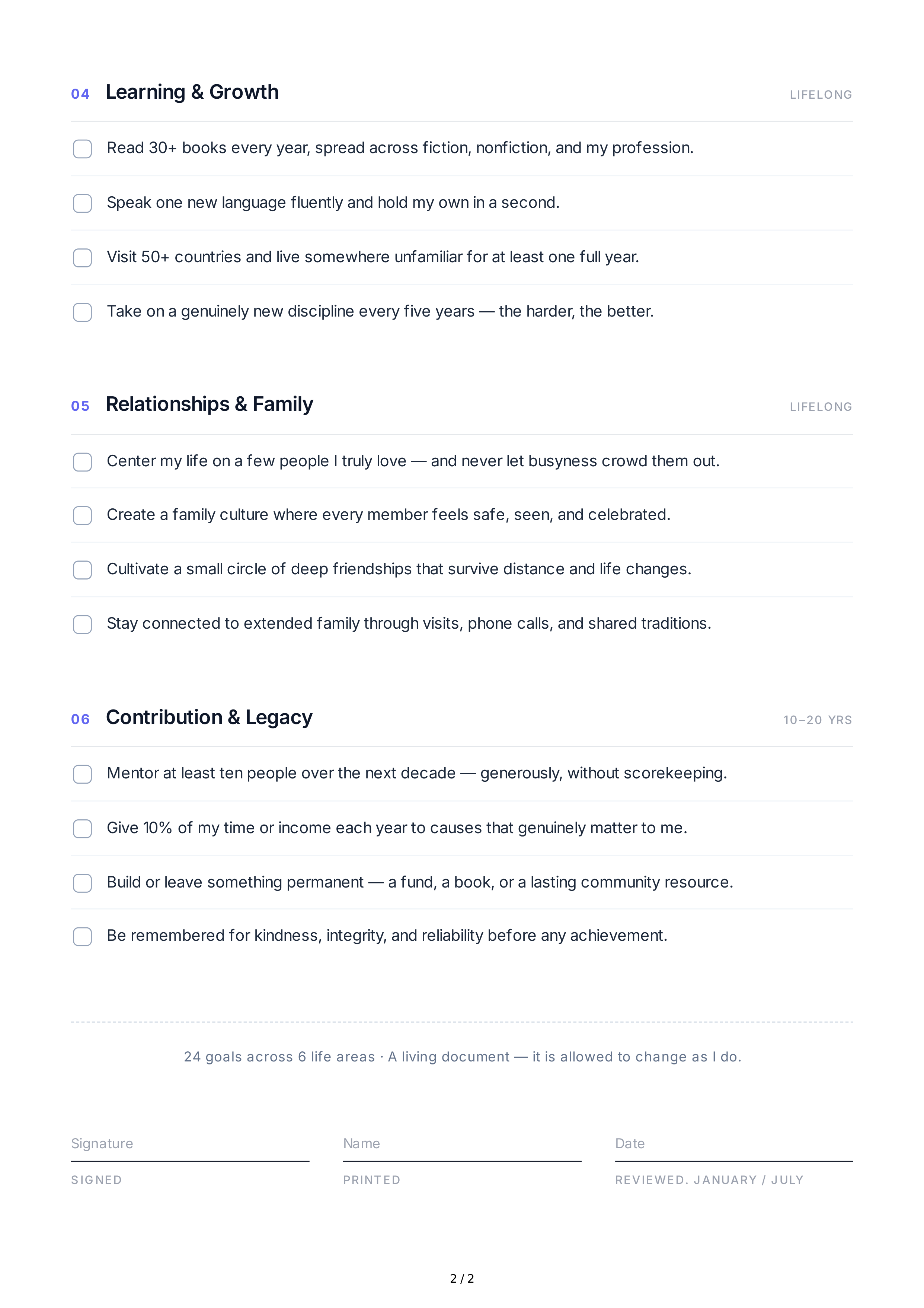 Long-Term Personal Goals — page 2