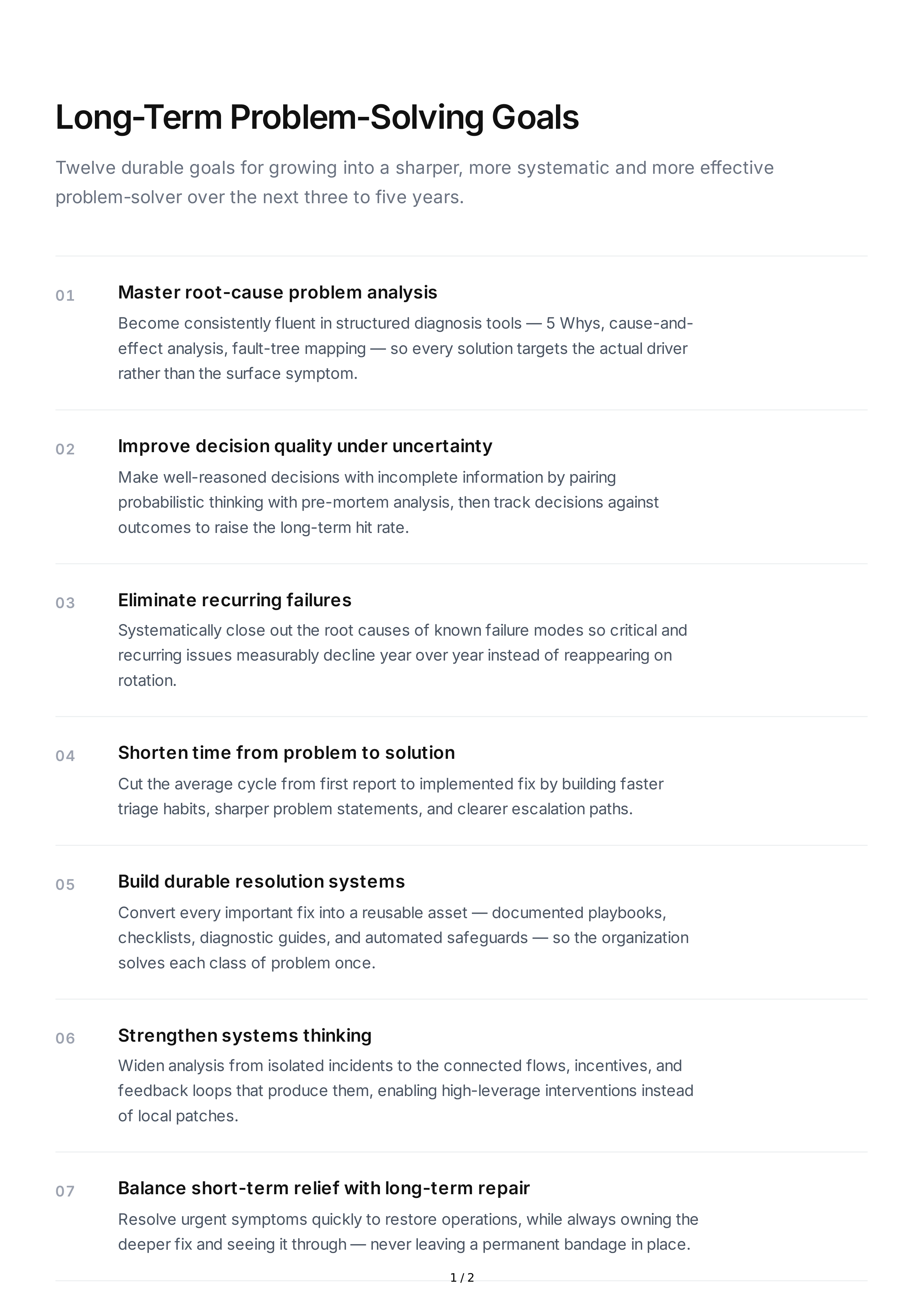 Long-Term Problem-Solving Goals — page 1