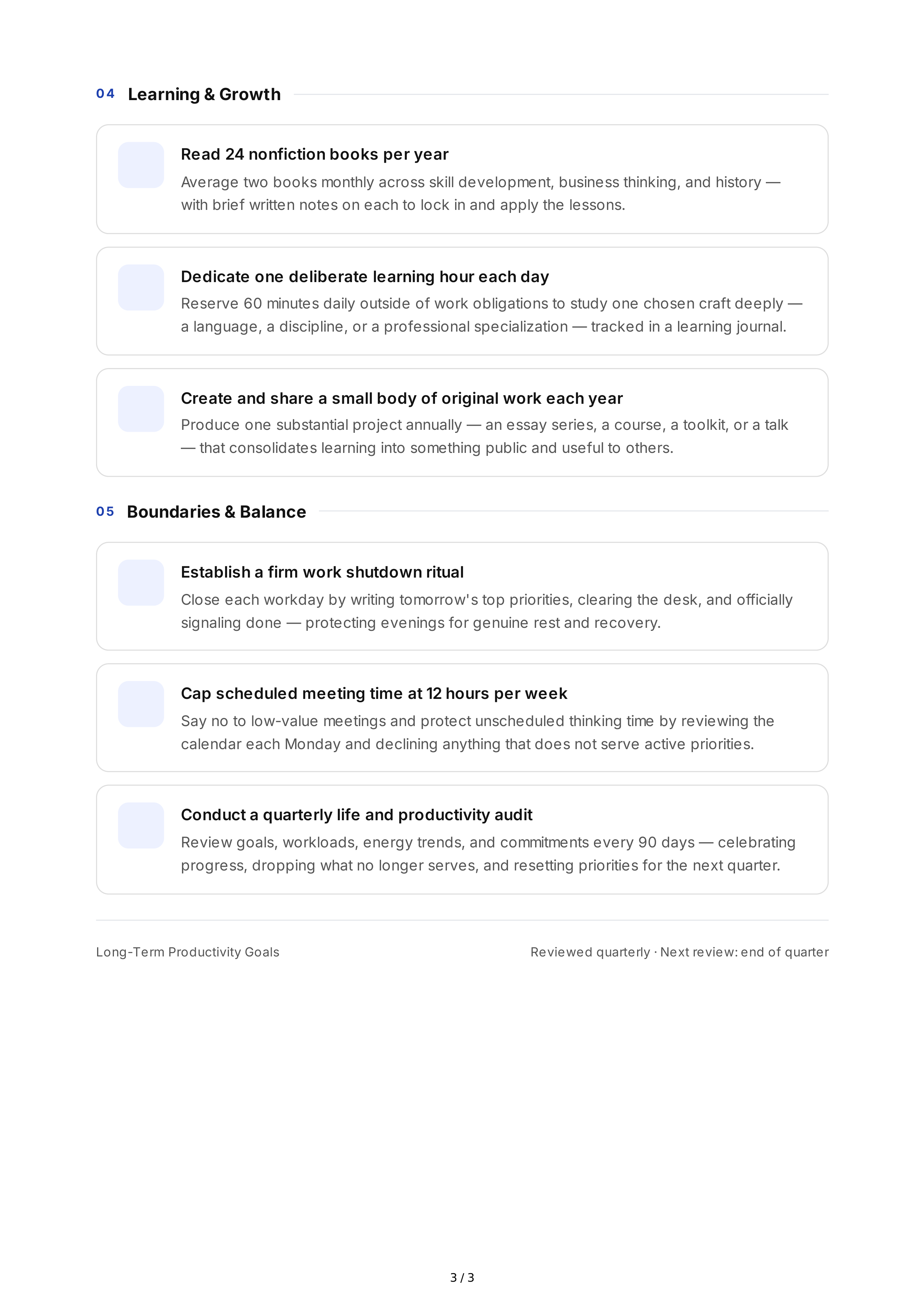 Long-Term Productivity Goals — page 3