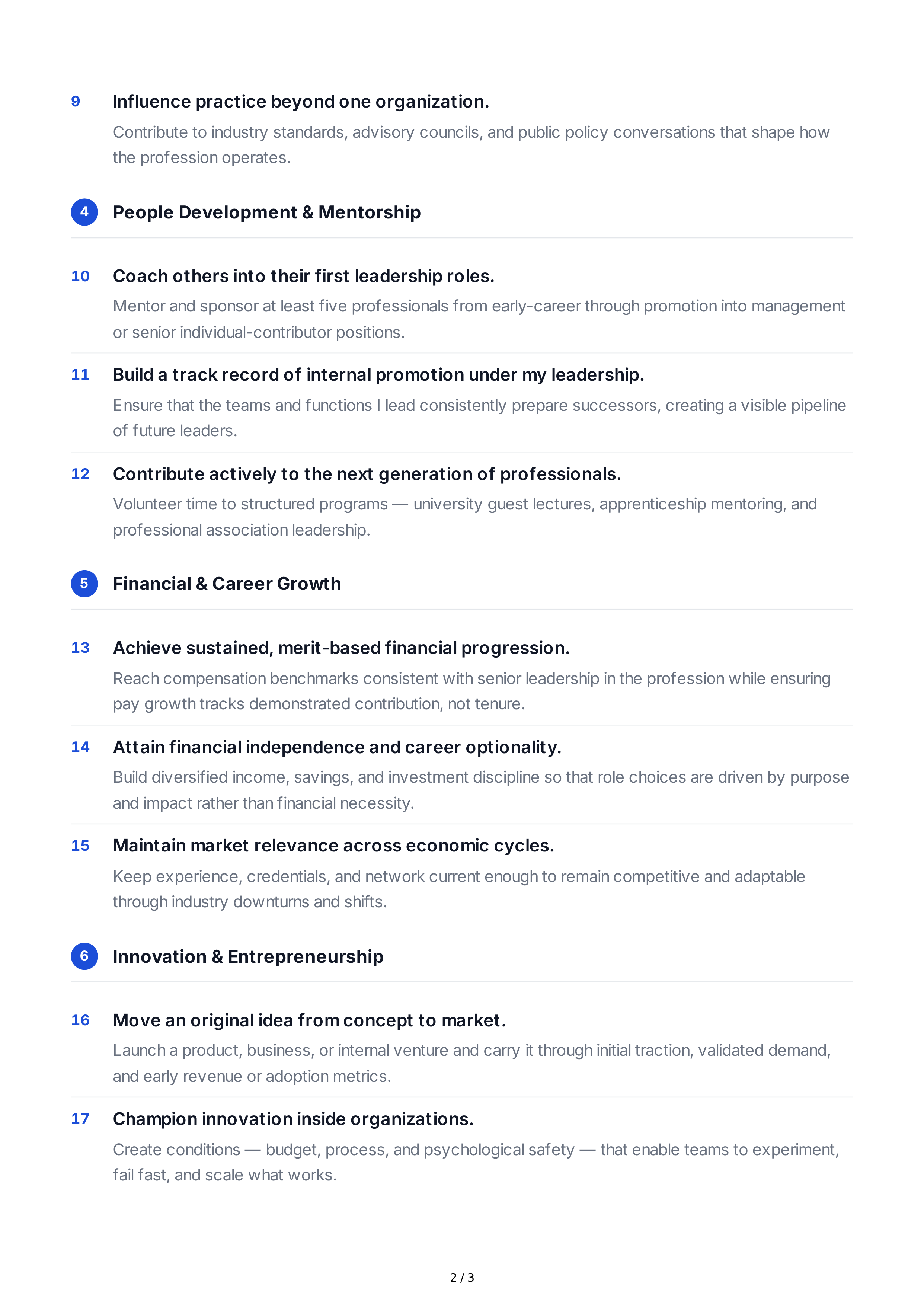 Long-Term Professional Goals — page 2