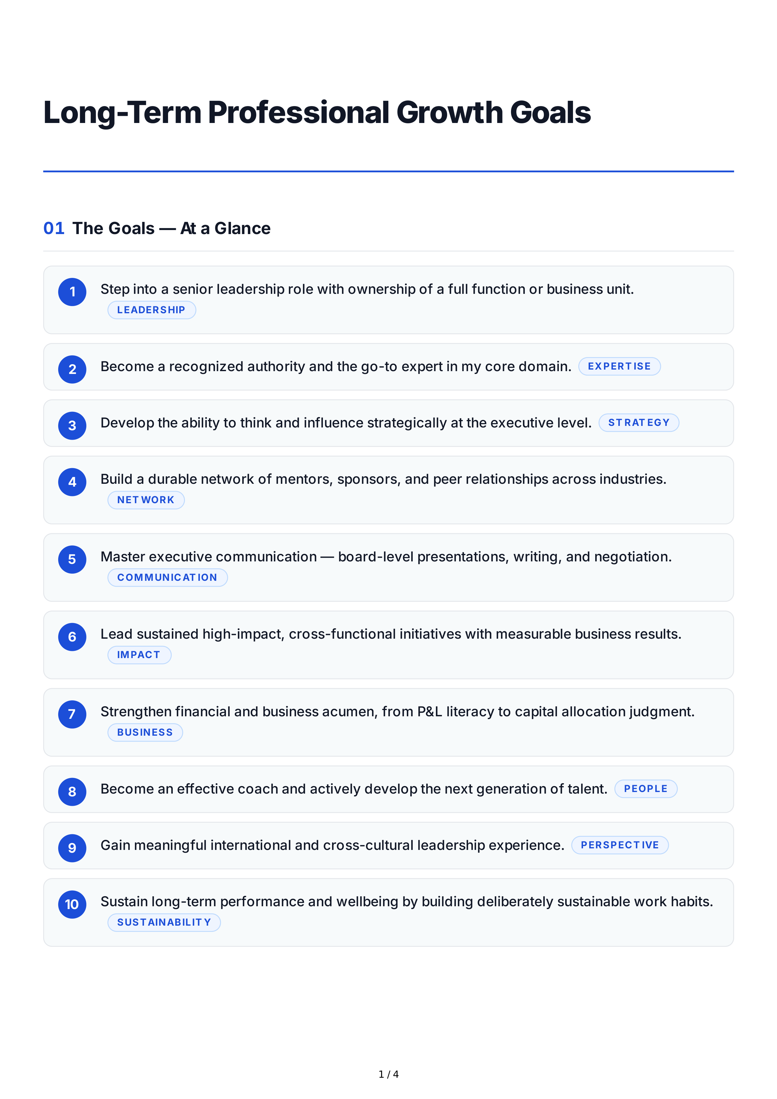 Long-Term Professional Growth Goals — page 1