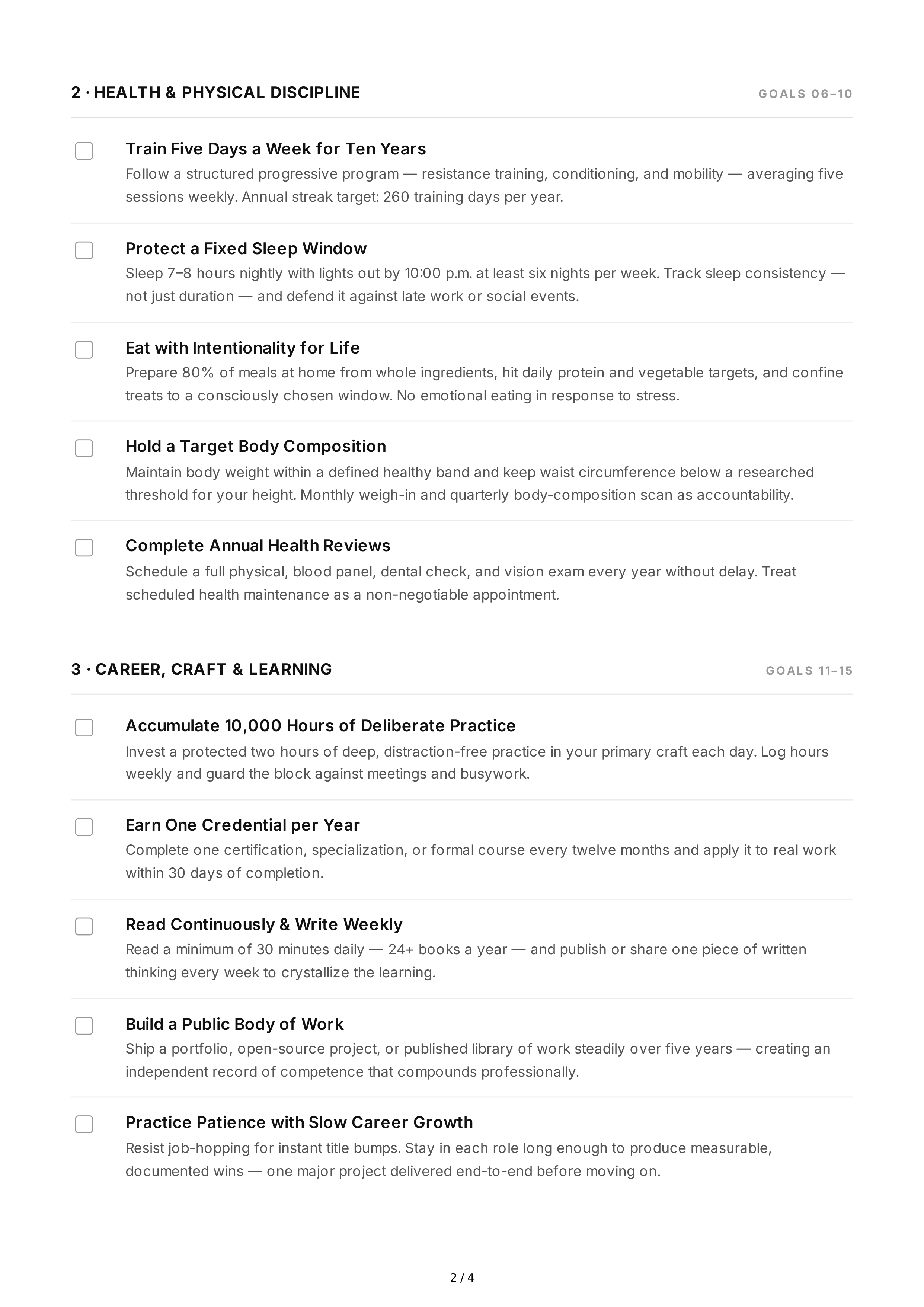 Long-Term Self-Discipline Goals — page 2