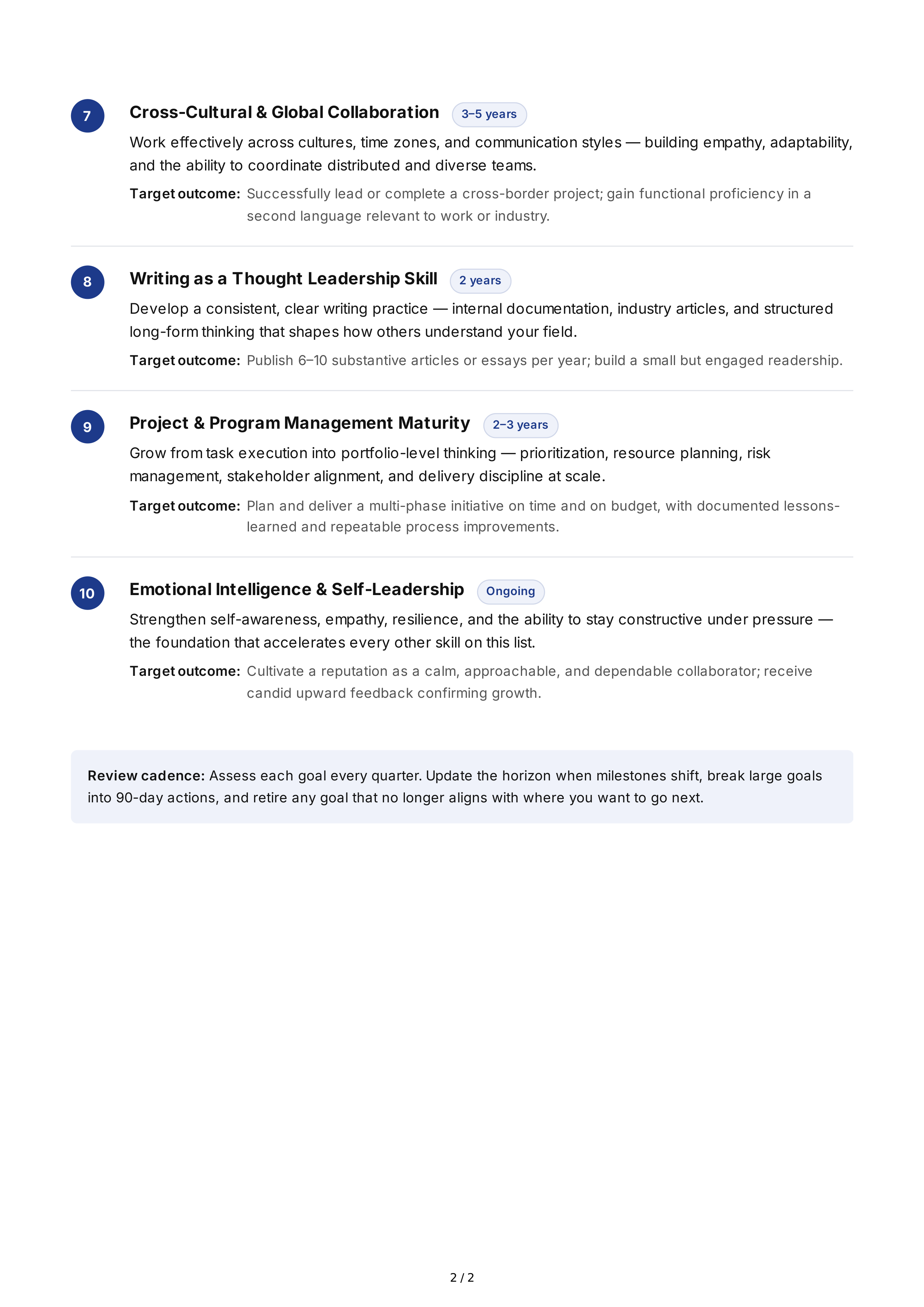 Long-Term Skill Development Goals — page 2