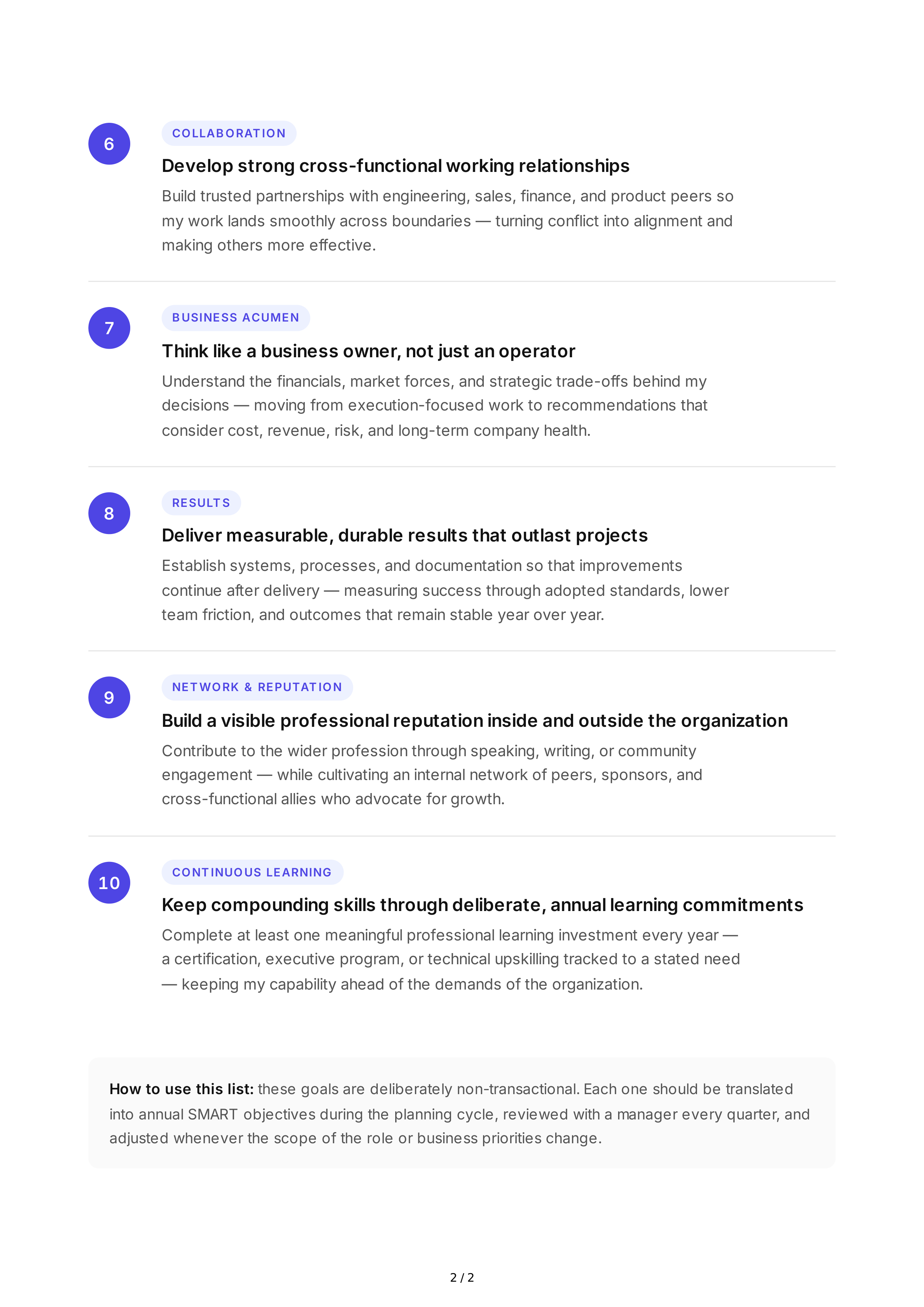 Long-Term Workplace Goals — page 2