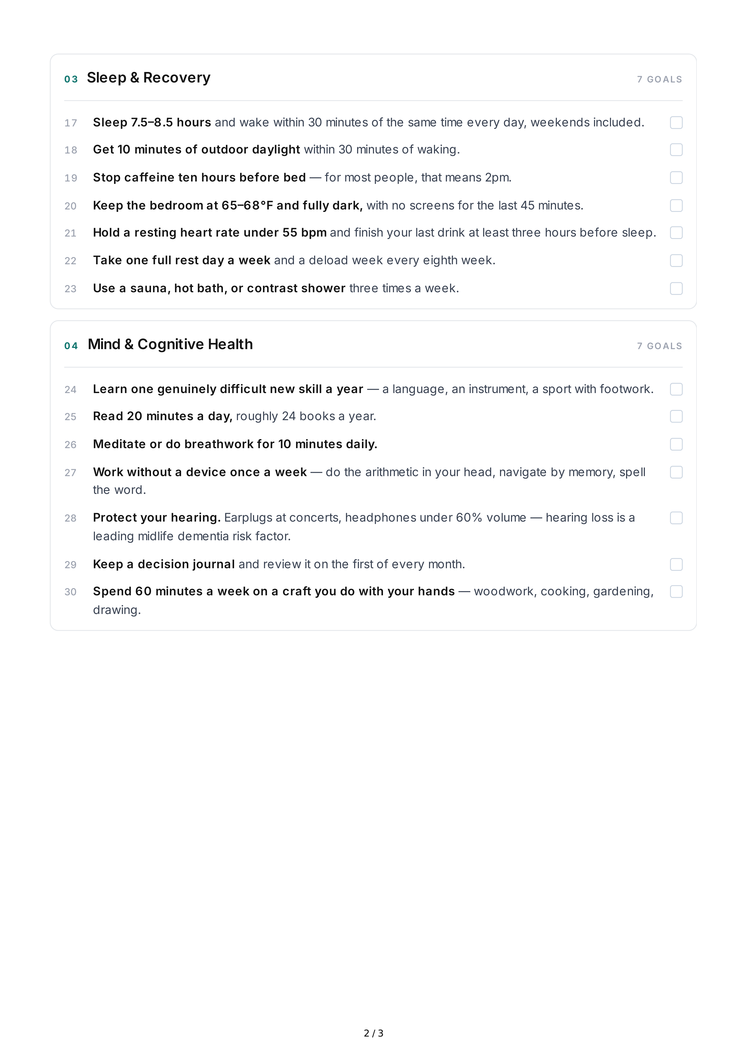 Longevity Life Goals — page 2