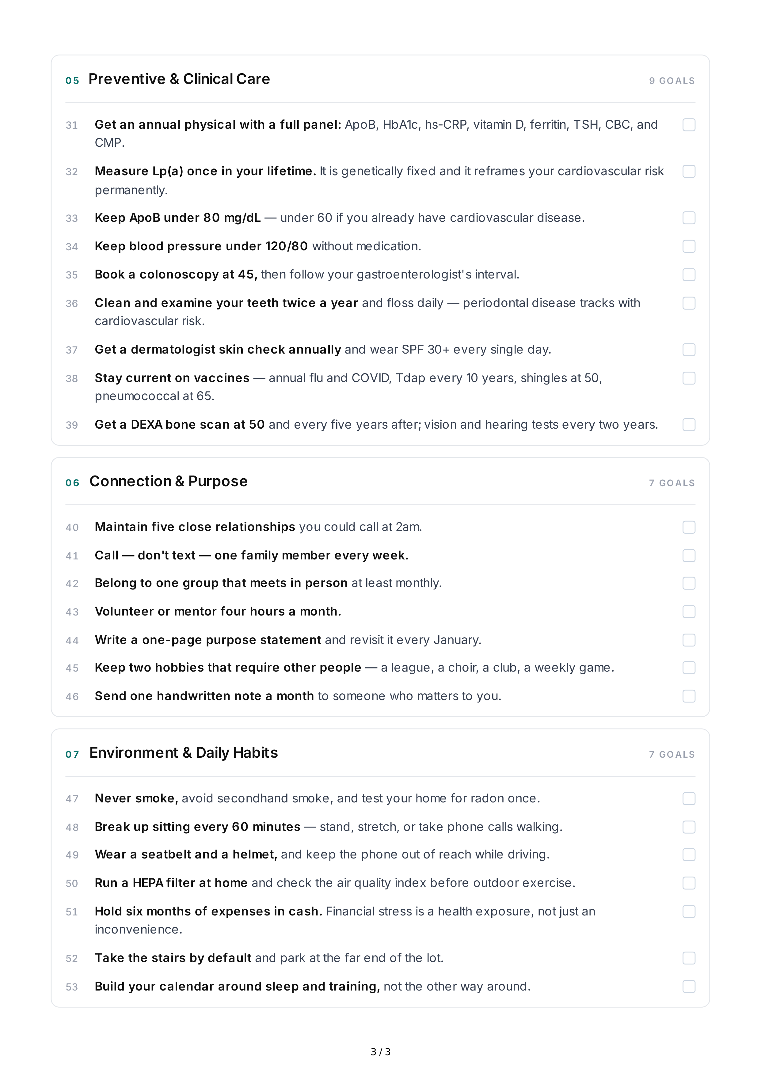 Longevity Life Goals — page 3
