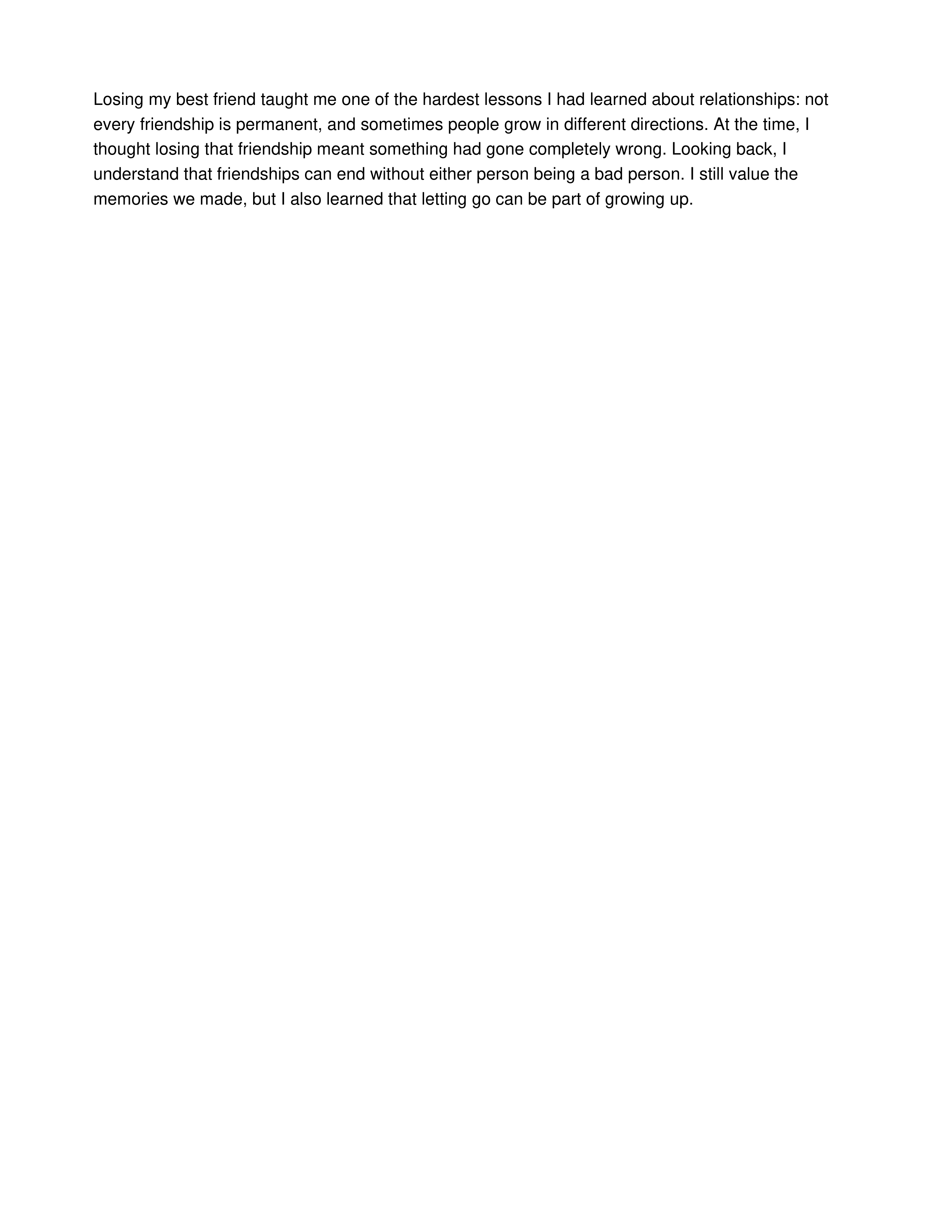 Losing a Best Friend Personal Narrative — page 2