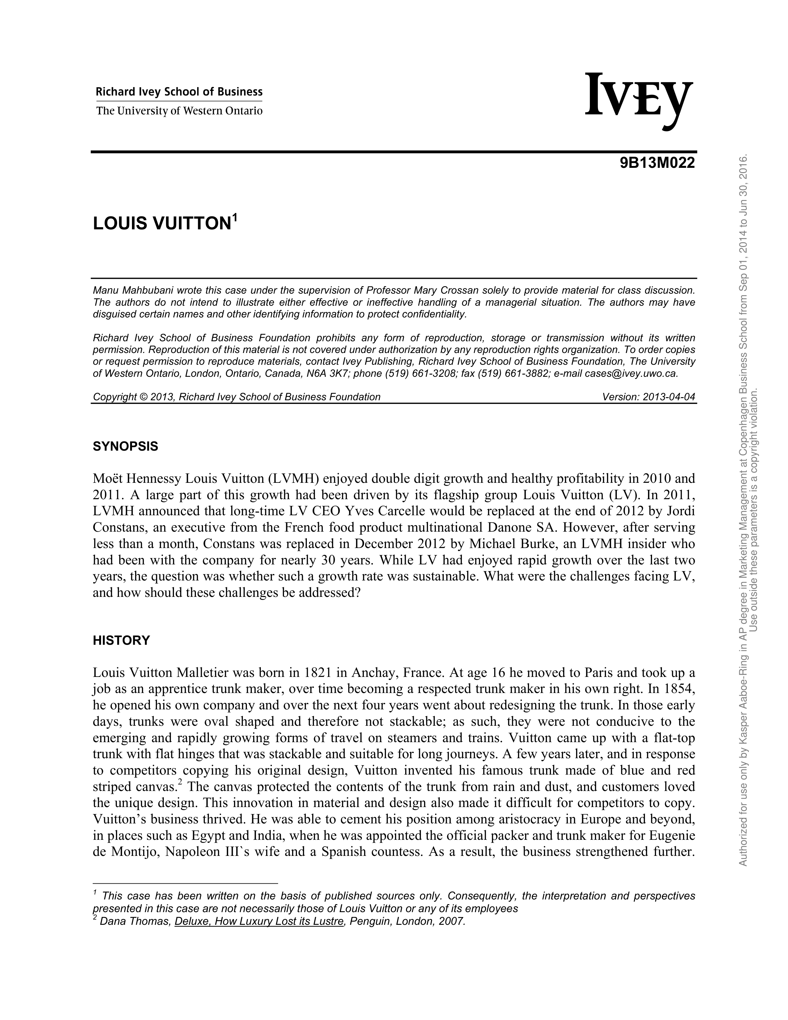 Louis Vuitton Case Study — page 1