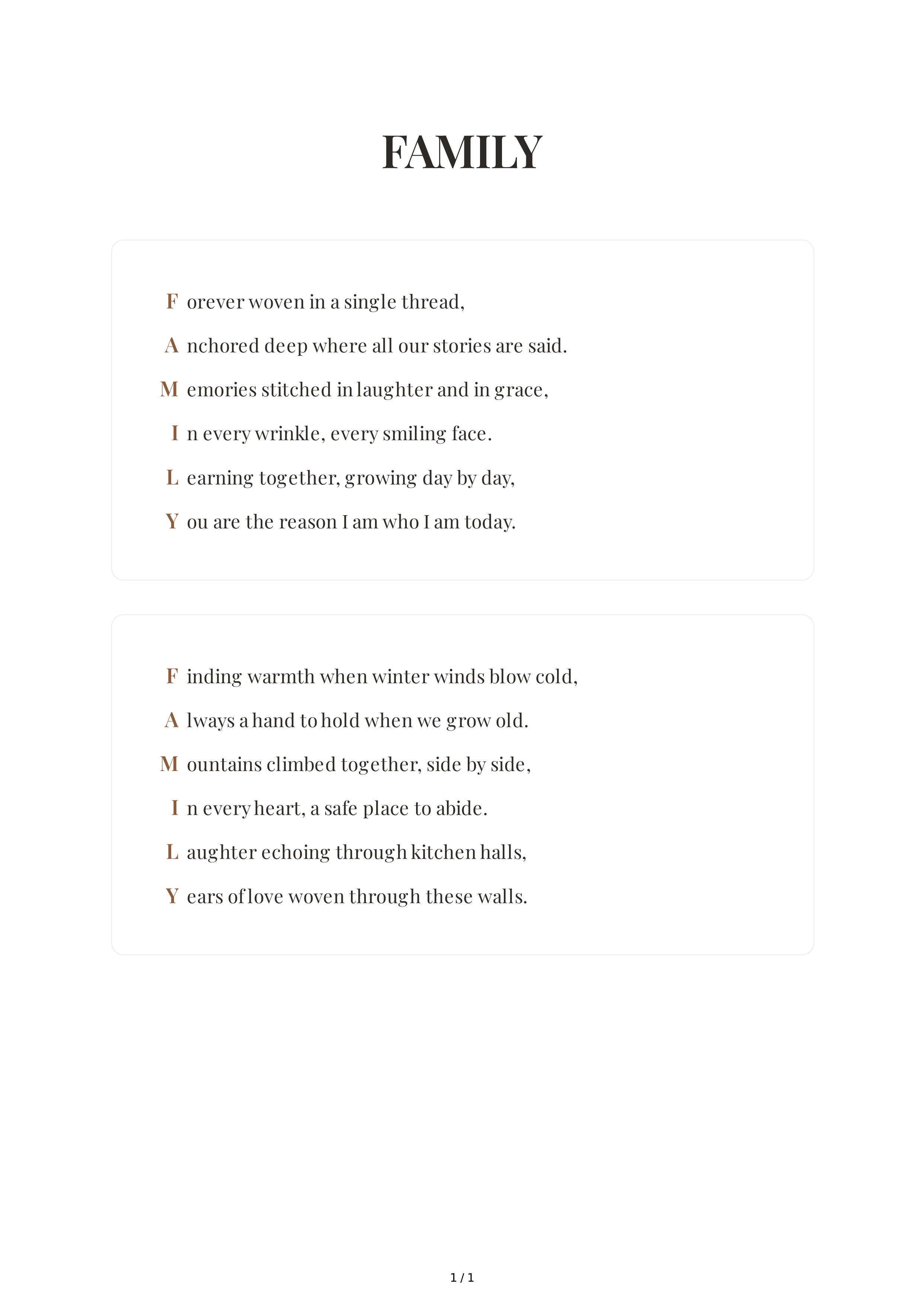 Love Acrostic Poem — page 1