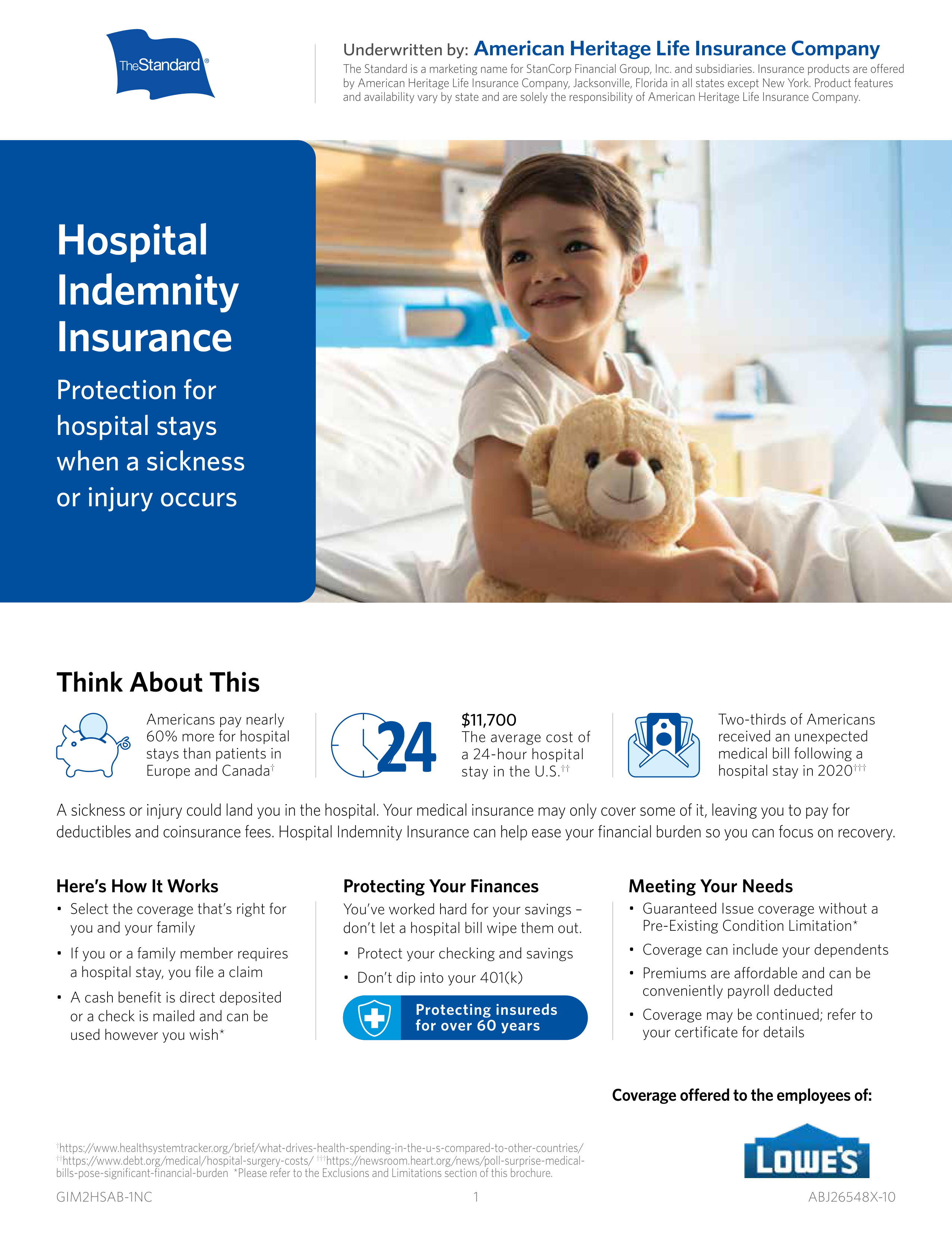 Lowe's Hospital Insurance Brochure — page 1