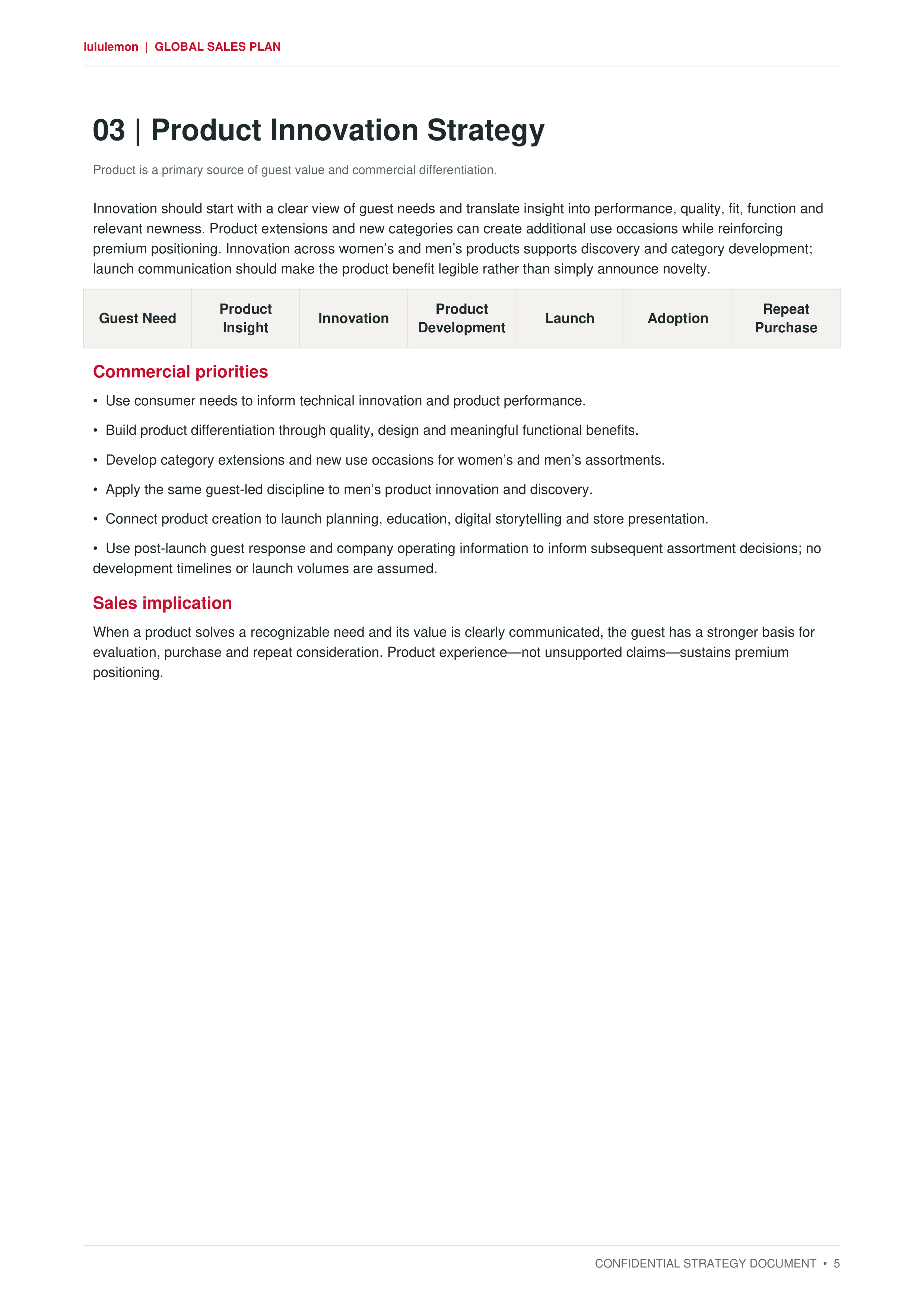 Lululemon Power of Three ×2 Global Growth & Customer Sales Plan — page 5