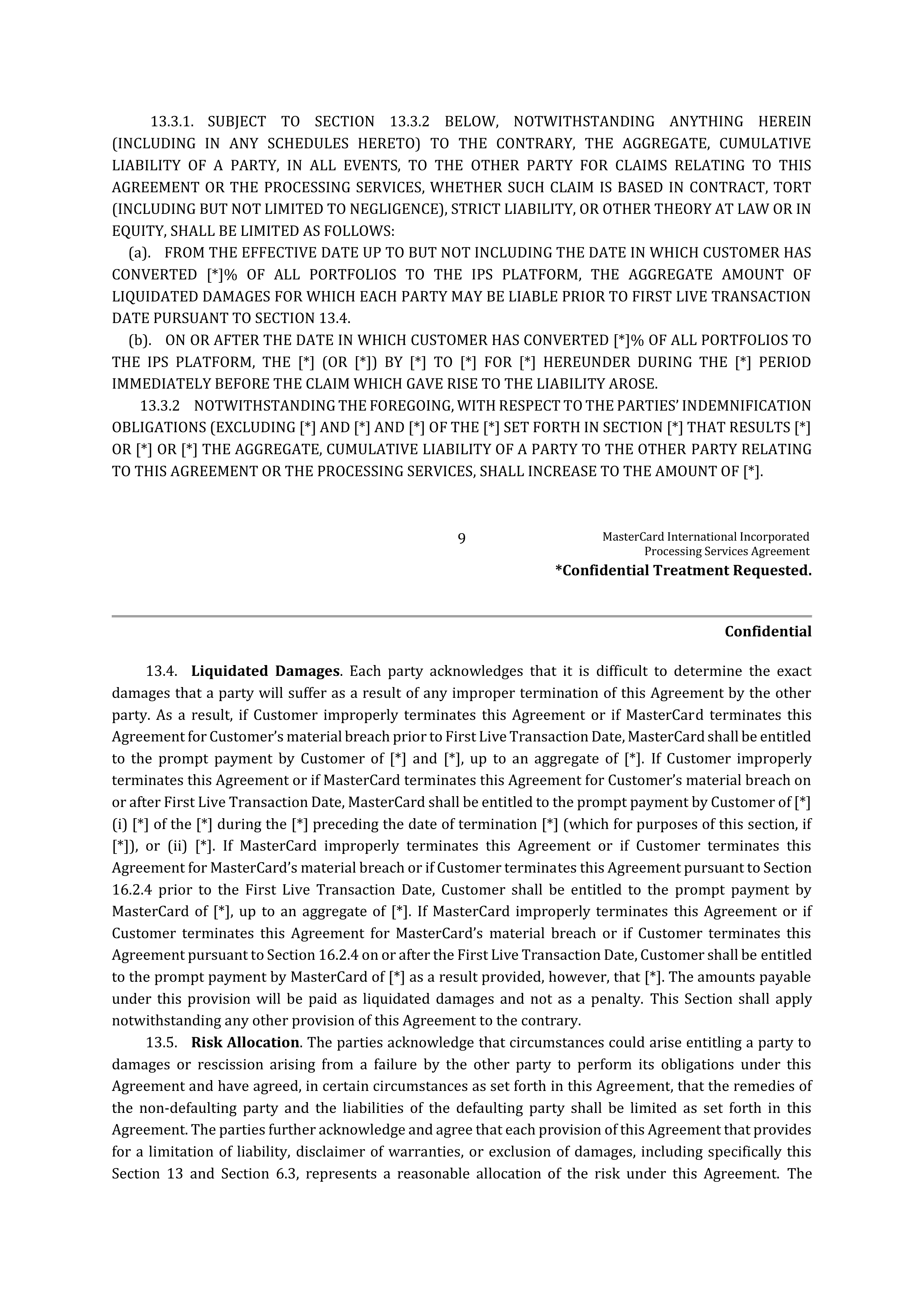 MASTERCARD PROCESSING SERVICES AGREEMENT — page 11